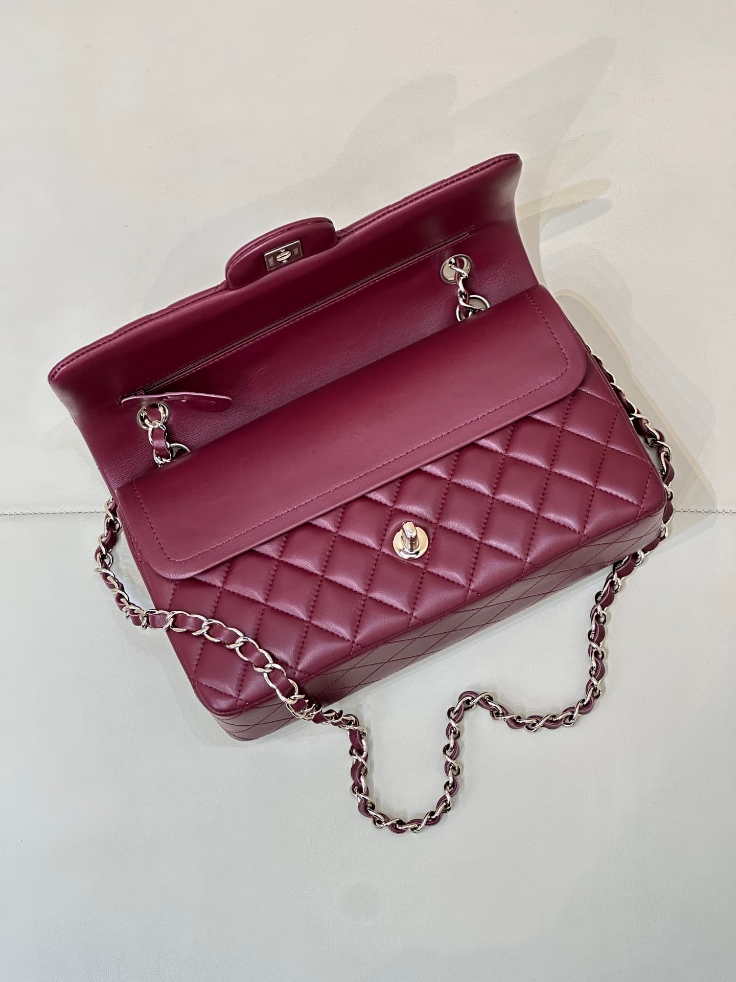 Chanel Medium CLASSIC HANDBAG Lambskin Gold-Tone Metal Dark Brown TOP