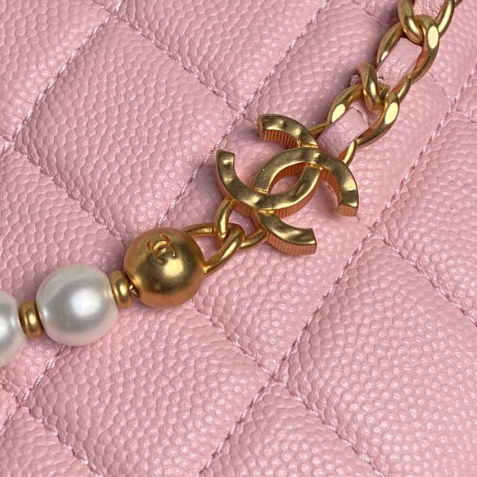 Chanel mini round hobo pouch bag AP4584 Grained Calfskin & gold-tone metal pink high