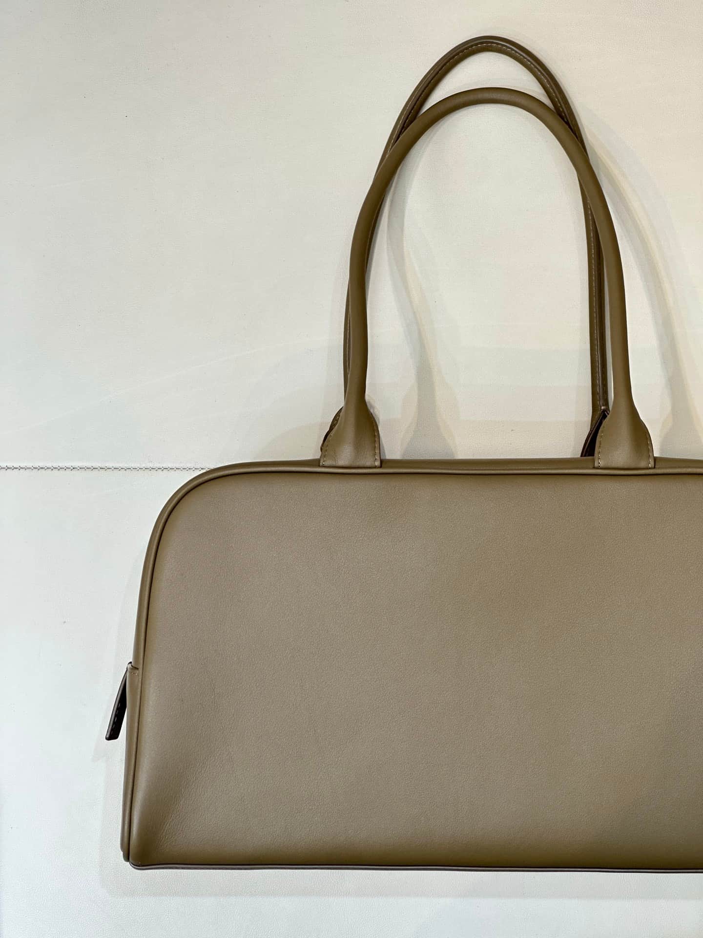 Chanel Large Bowling Bag Calfskin & Gold-Tone Metal Khaki Green AS6211 TOP