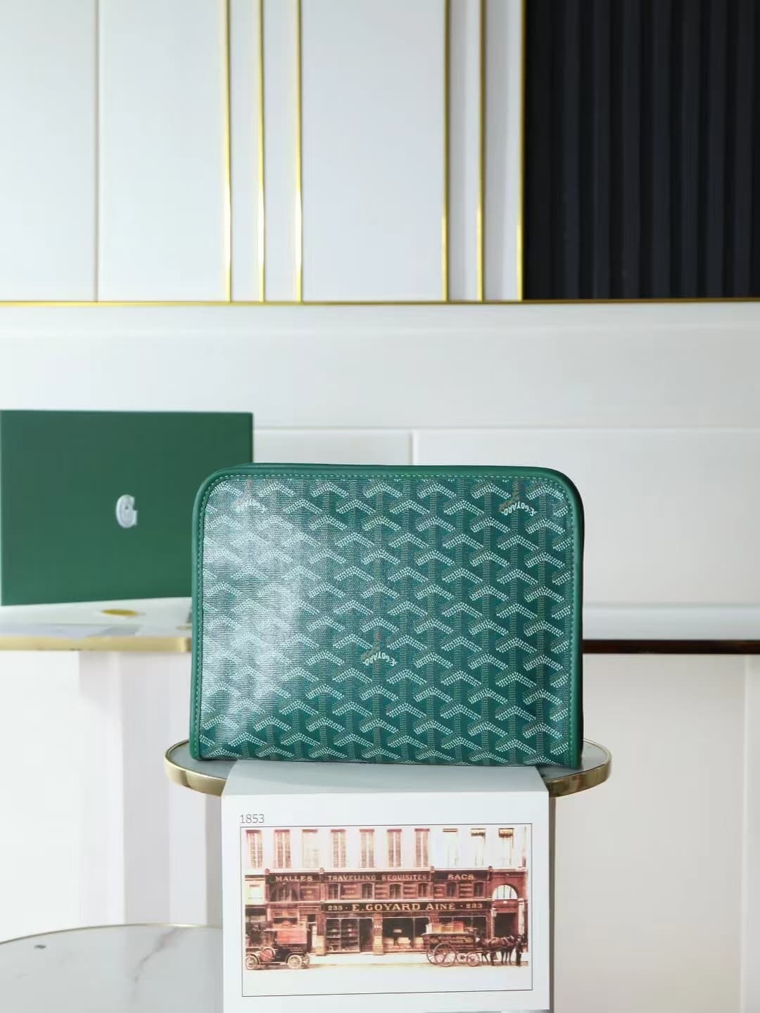 Goyard Jouvence Small Toiletry Bag in Green Goyardine Canvas High