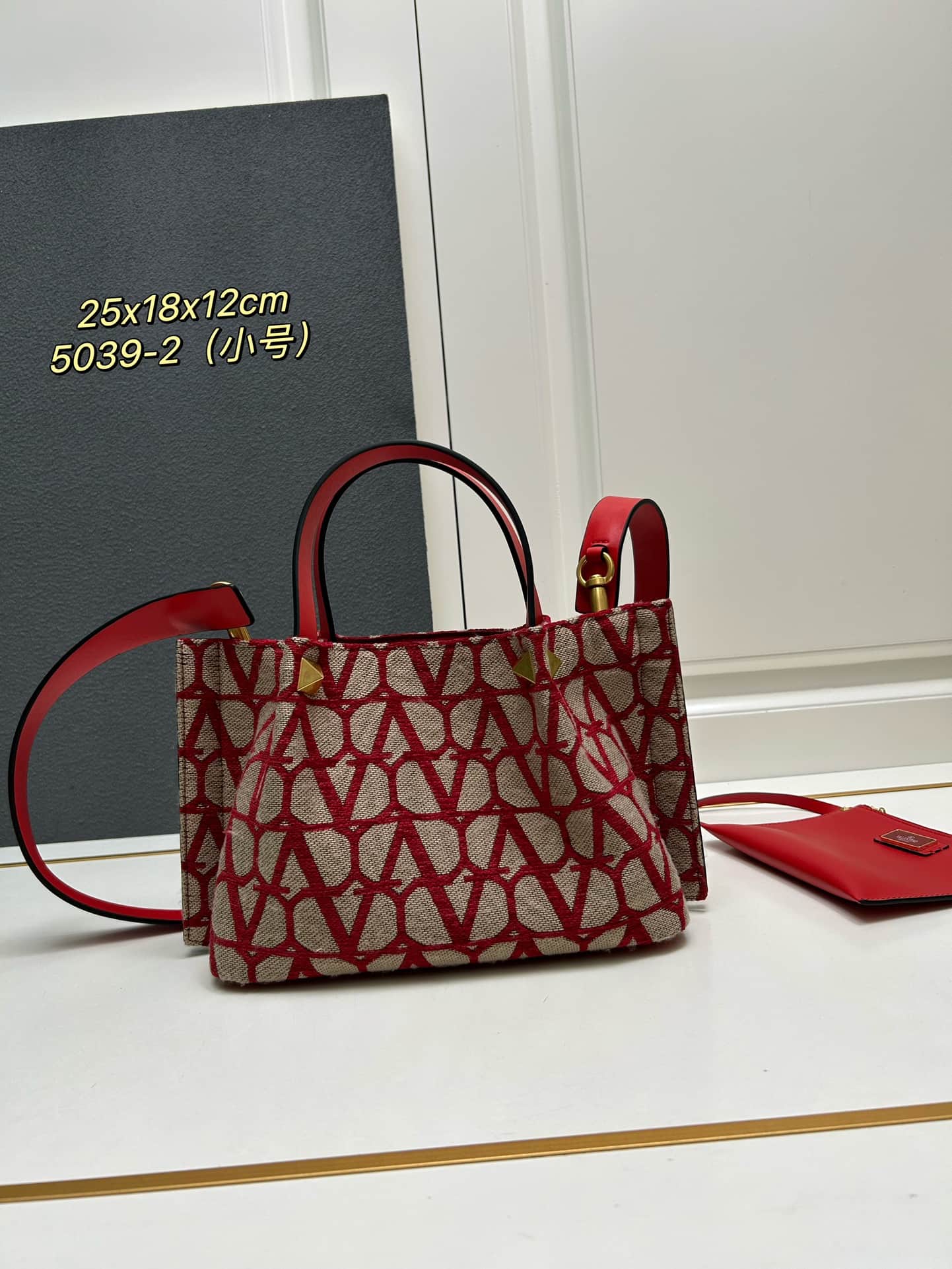 Valentino Garavani VLogo Signature Toile Iconographe Tote Bag Red Mid