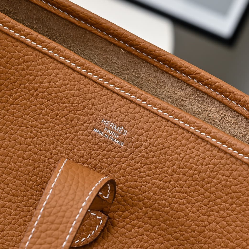 Hermes Evelyne III PM Bag Clemence Leather In Tan High