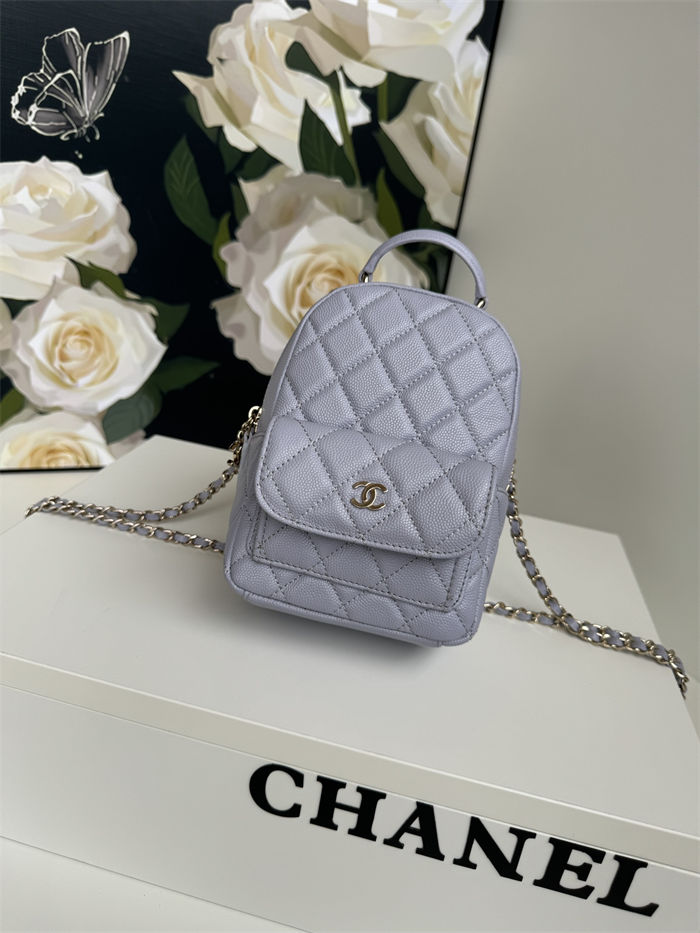 Chanel Mini Backpack Grained Calfskin Gold-Tone Metal AP3753 Purple Pale A
