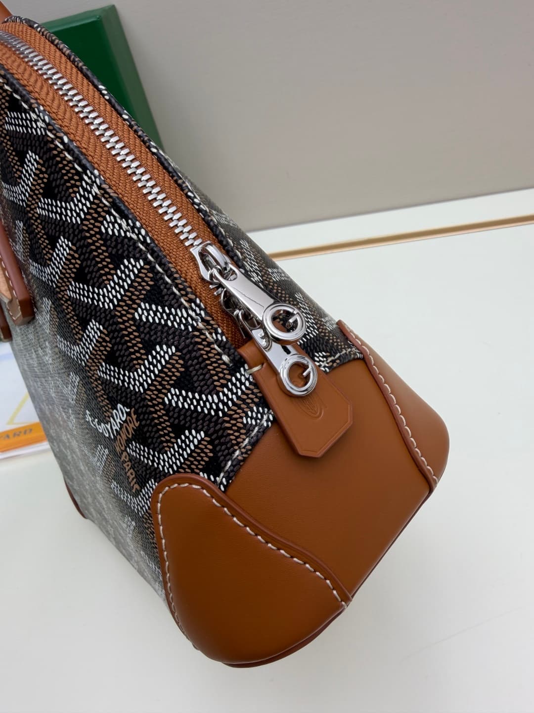 Goyard Vendôme mini bag in Goyardine coated canvas brown high