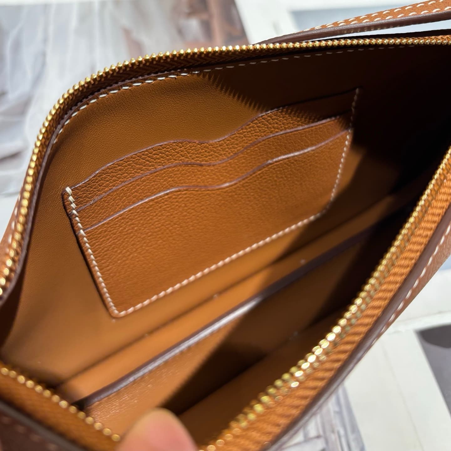 Hermes Zipengo Chaine d'Ancre To Go pouch Evergrain calfskin Gold WAX High