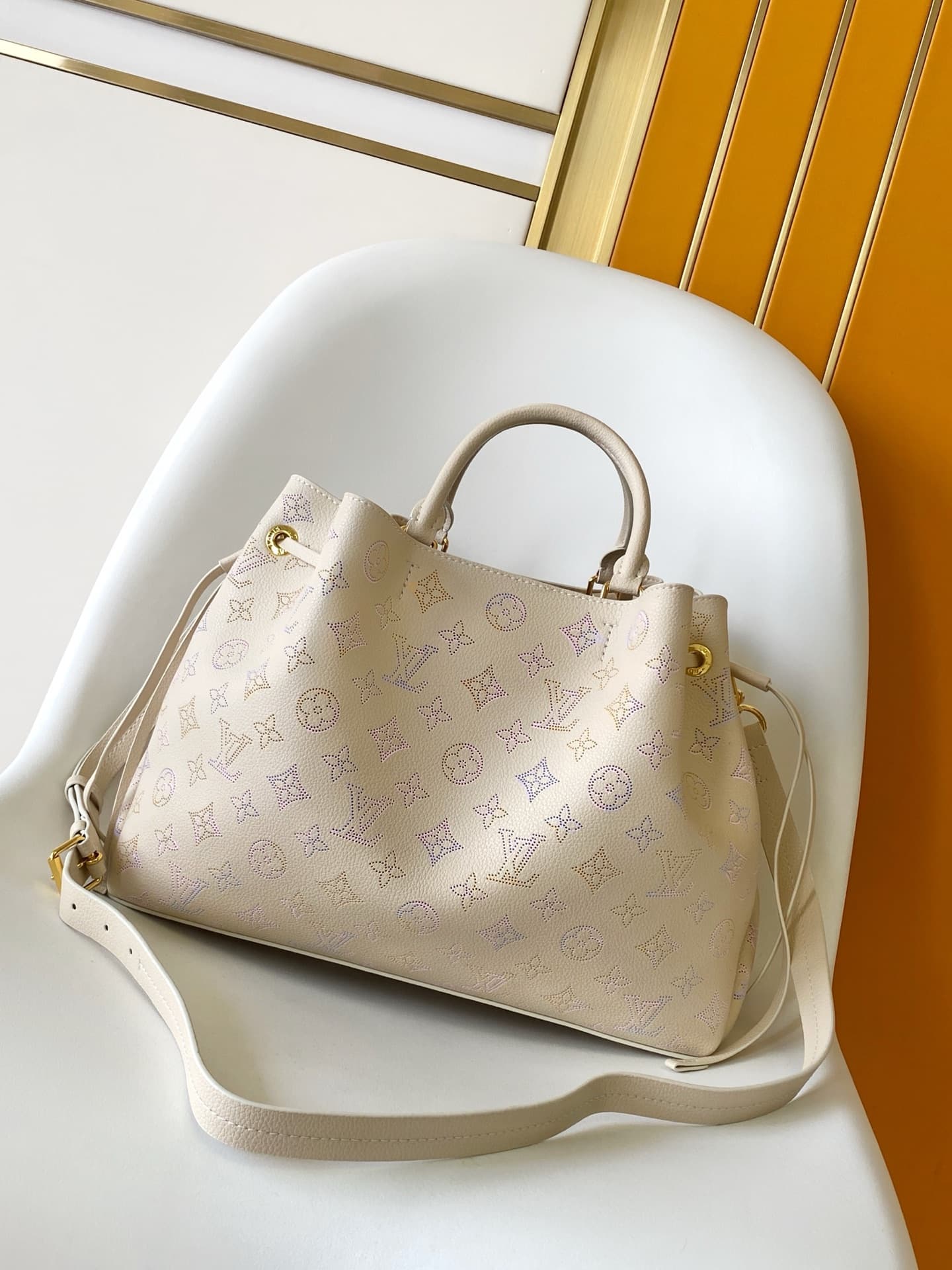Louis Vuitton Bella Tote Dream Cream Perforated Mahina calfskin leather M15116 High