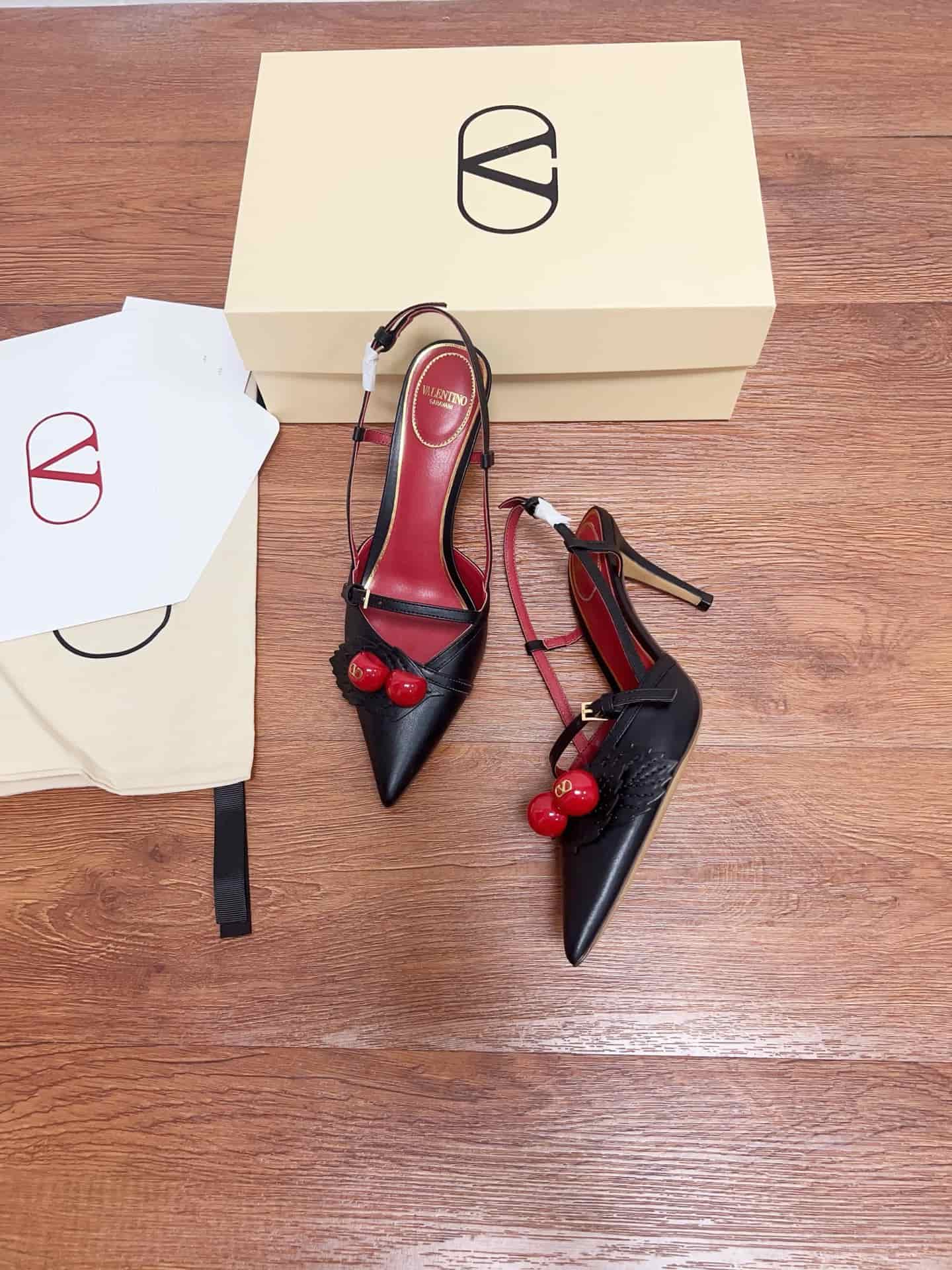 Valentino Garavani Leather Cherryfic Slingback Pumps