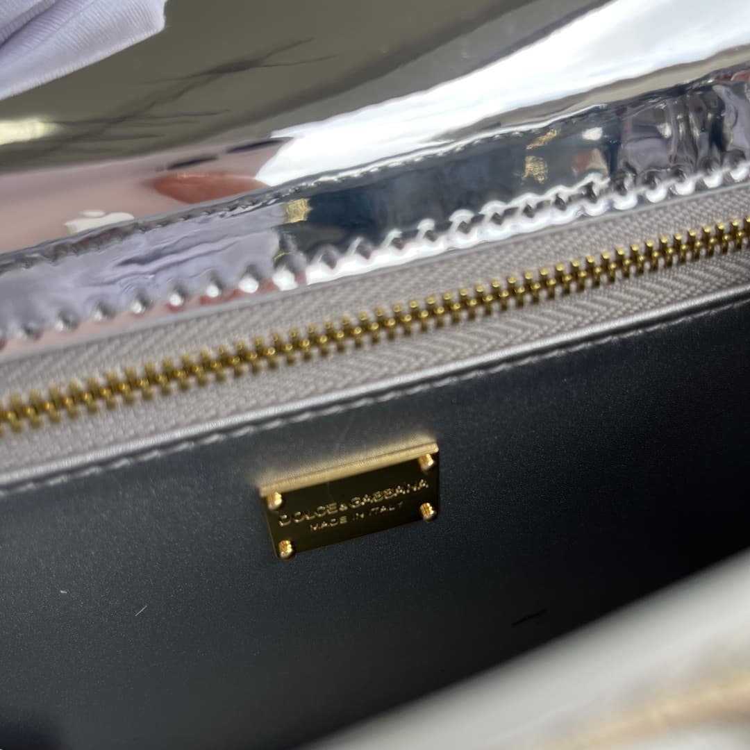 Dolce & Gabbana sliver patent calf leather DG Logo crossbody bag high