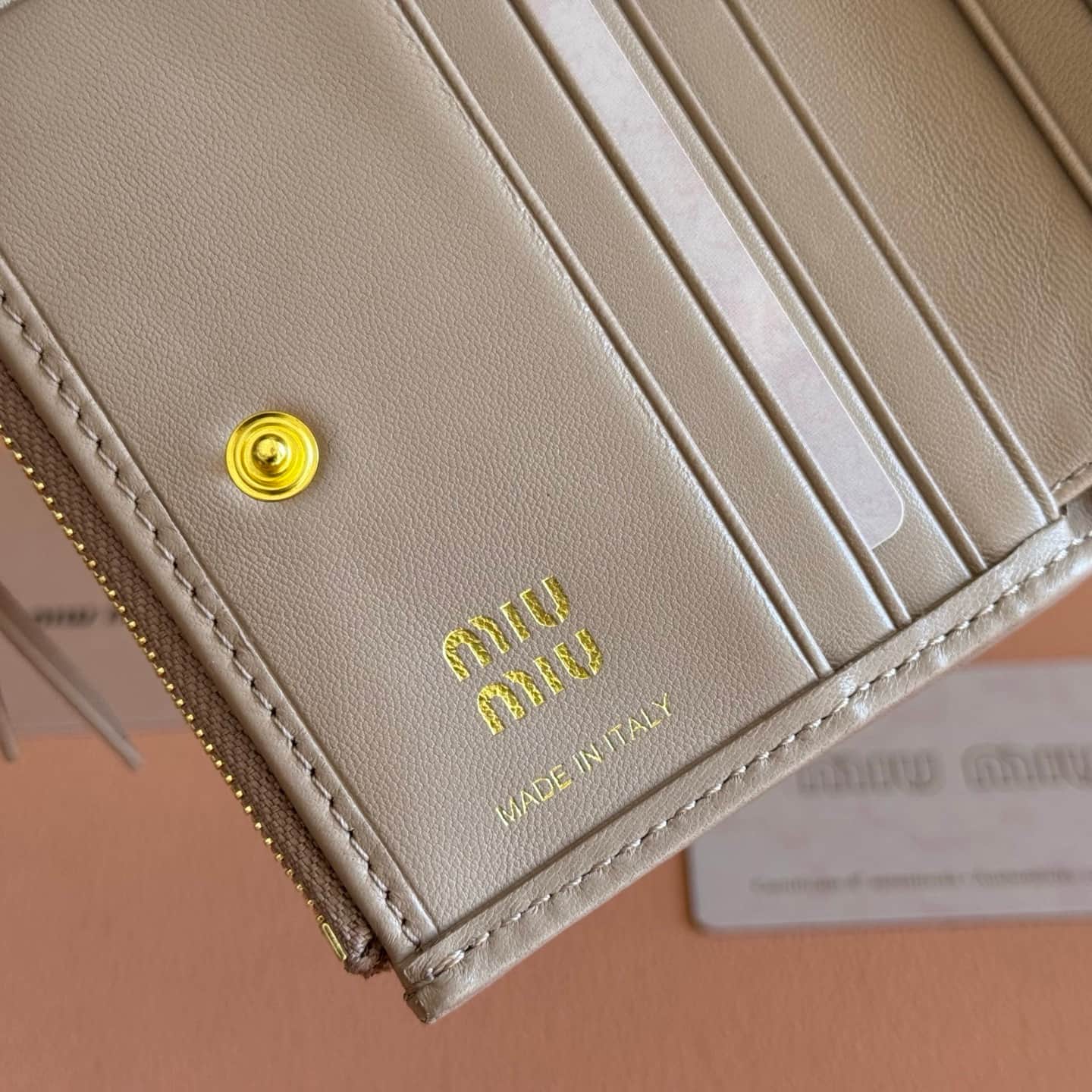 Miu Miu Begonia Powder Pink Matelassé Nappa Leather Wallet 5MV017 TOP