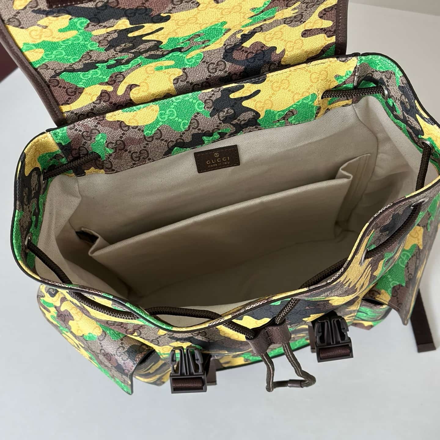 Gucci Ophidia Large Backpack Yellow Camouflage 839110 High