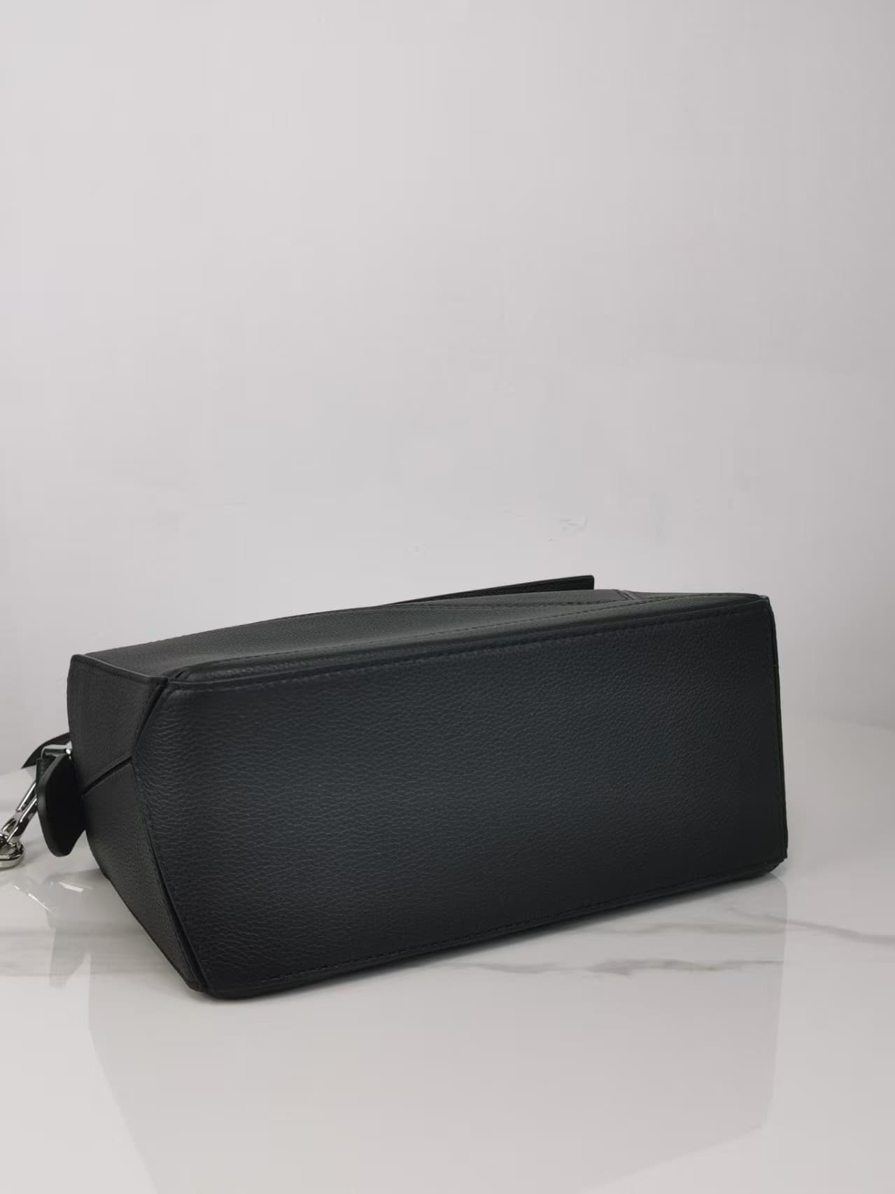 Small Puzzle bag in soft grained calfskin & Silver Metal Black High