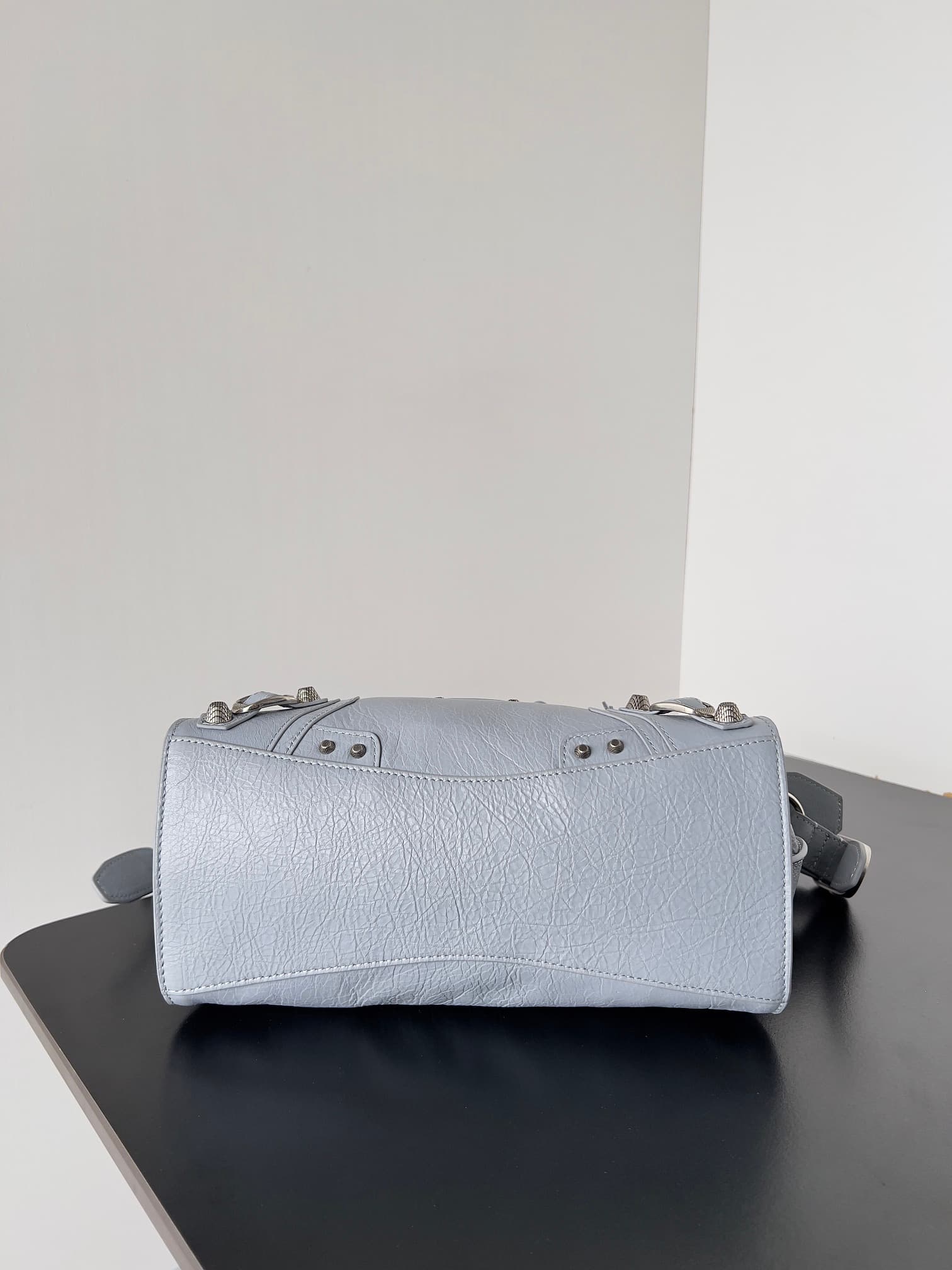 Balenciaga Small Neo Cagole City bag in grey blue lambskin leather High