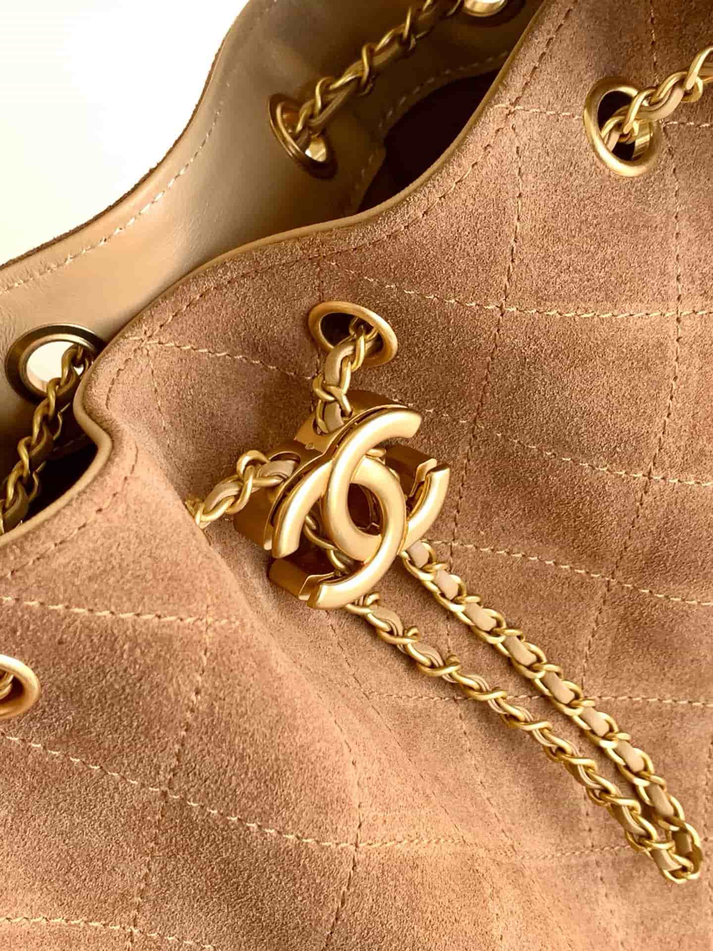 Chanel 25 Medium Hobo Medium handbag AS5311 Suede & Gold-tone Metal Brown High