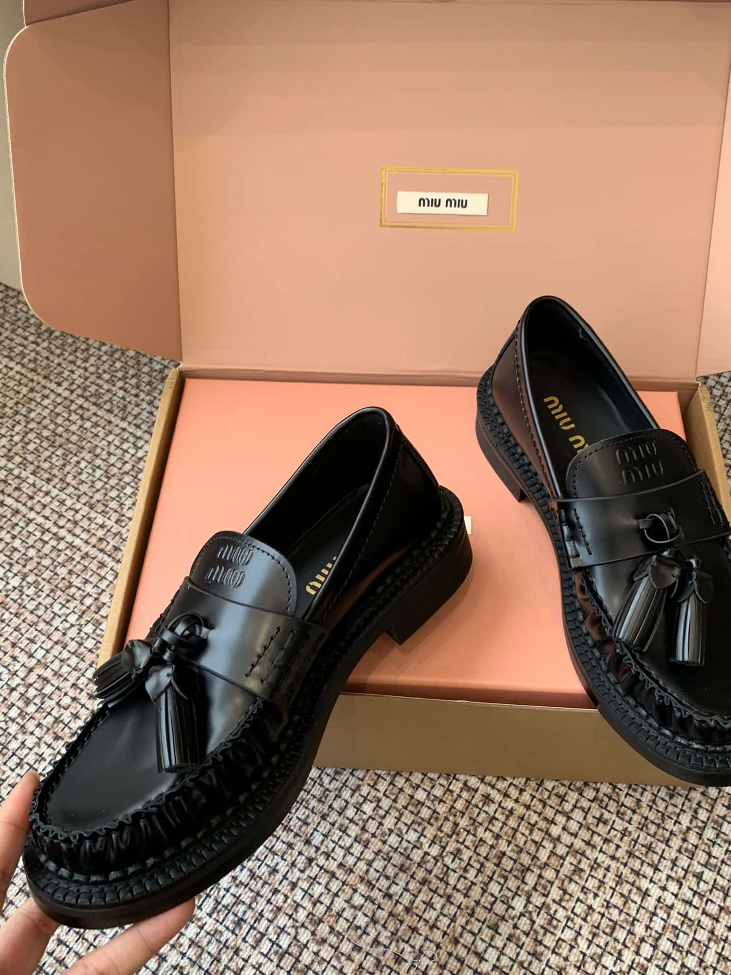 Miu Miu Tassel Loafers In Polished Leather Women
