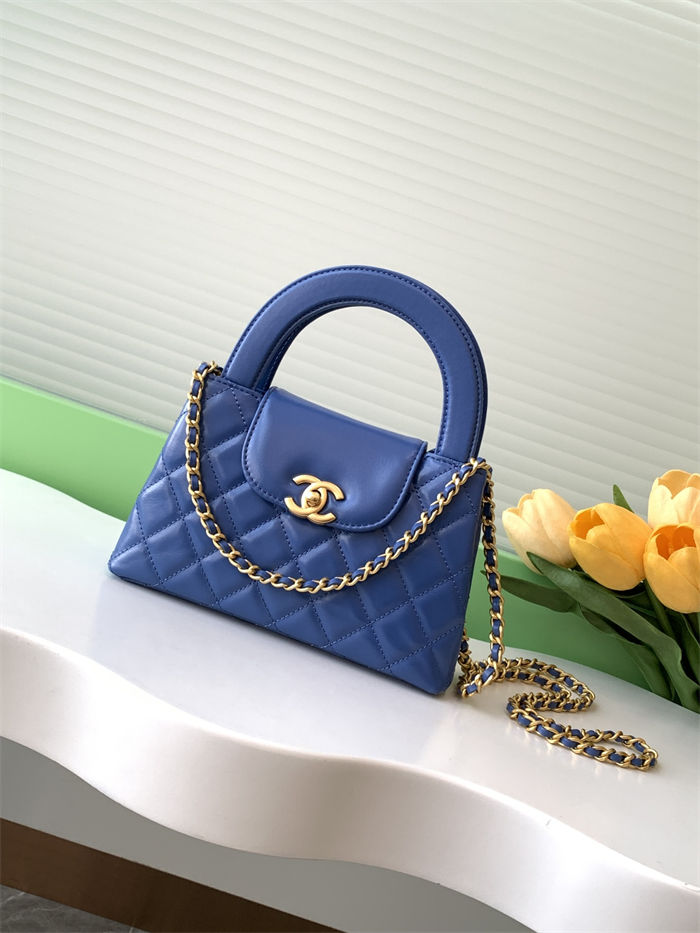 Chanel MINI SHOPPING BAG AS4416 Shiny Aged Calfskin & Gold-Tone Metal Elec-Blue A