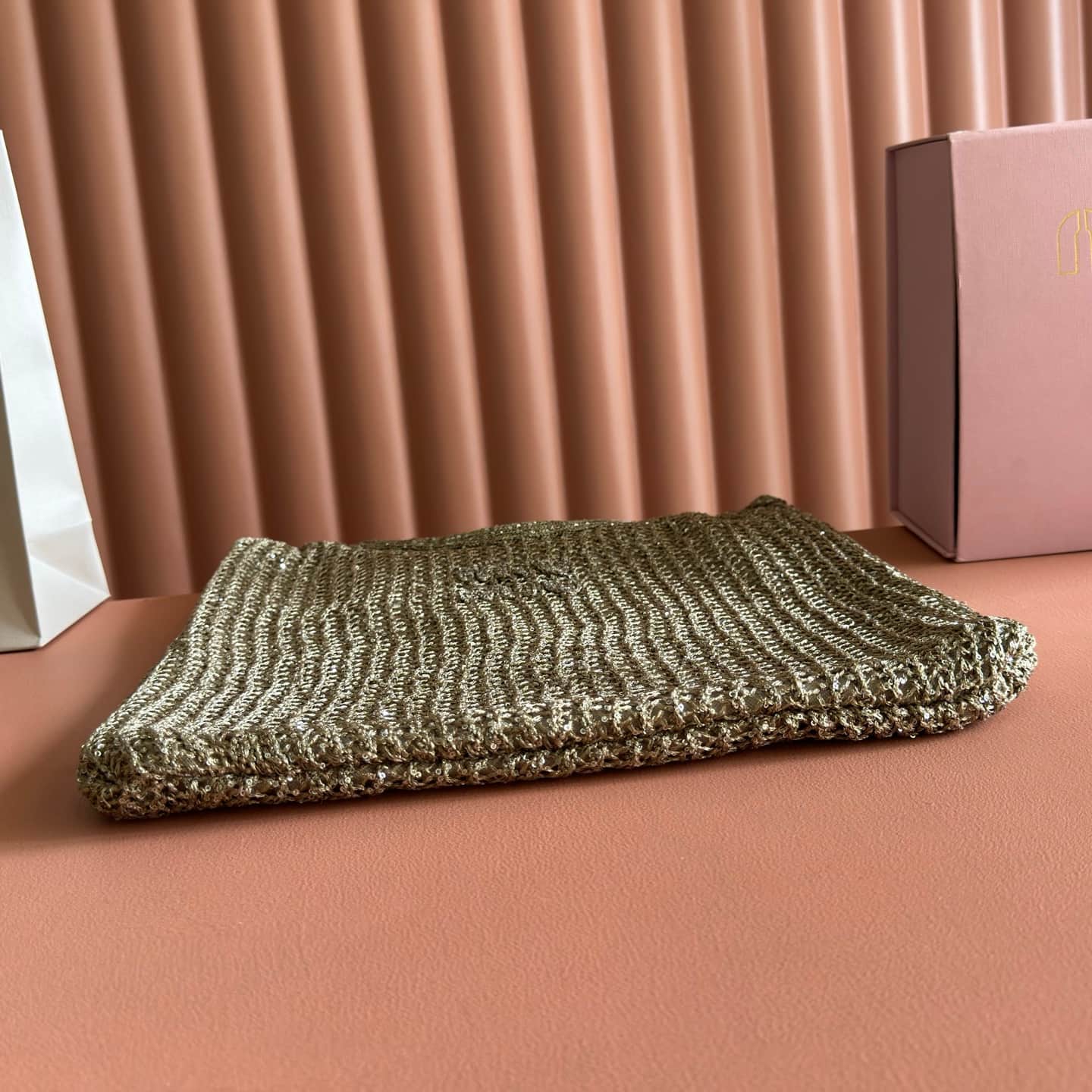 Miu Miu Ivy sequin mesh bag Cocoa Brown 5BG231 TOP