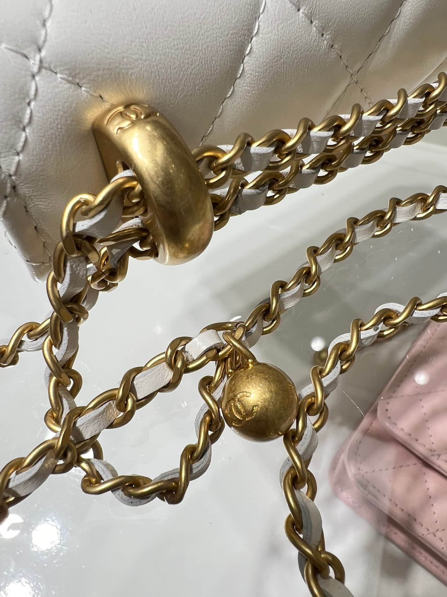 Chanel Wallet on Chain Shiny Calfskin & Gold-Tone Metal White AP2289 High