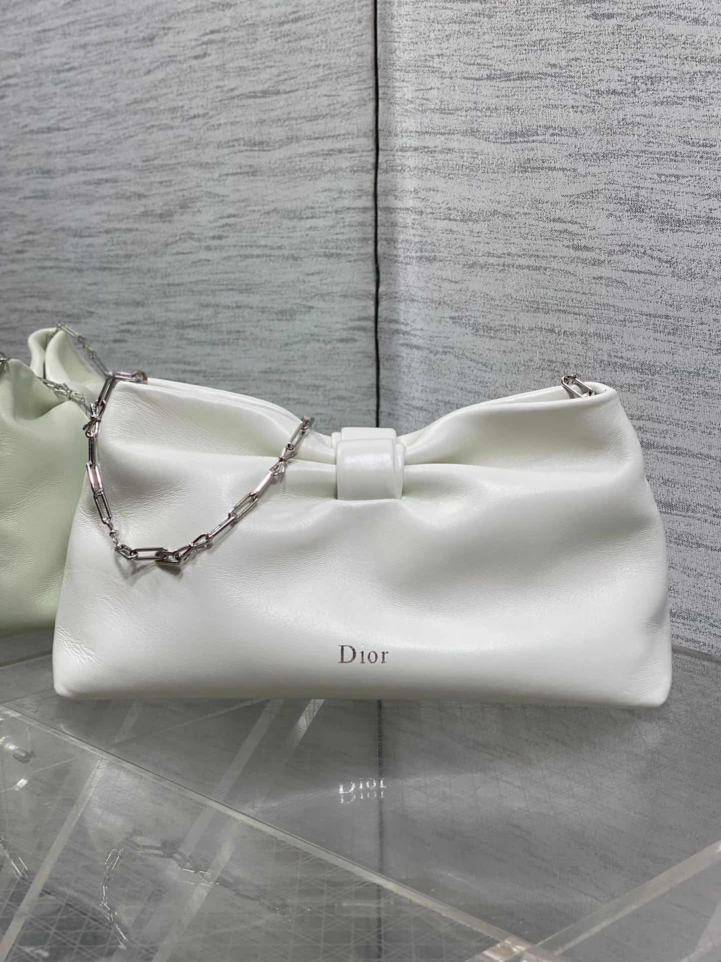 Medium Dior Bow Bag Latte Leather High