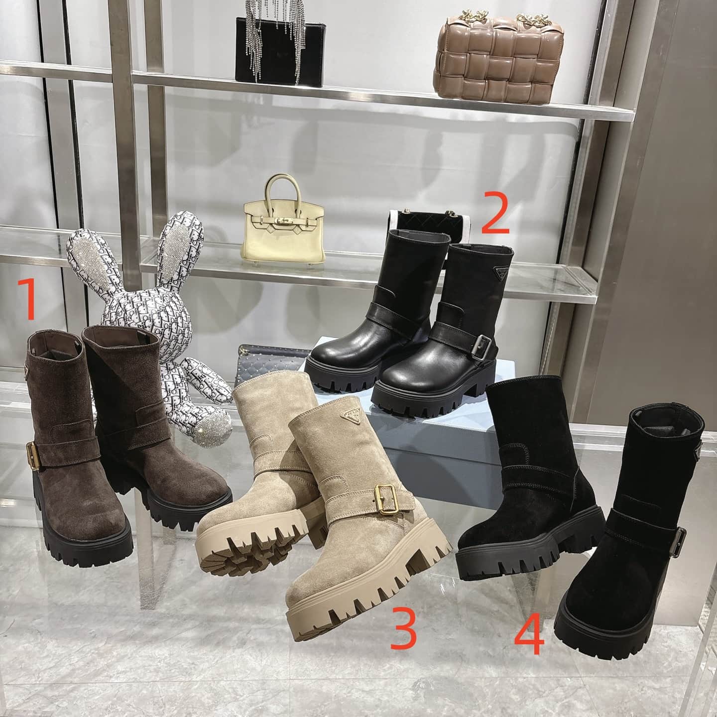 Prada Cocoa Brown Leather Boots Shoes Women