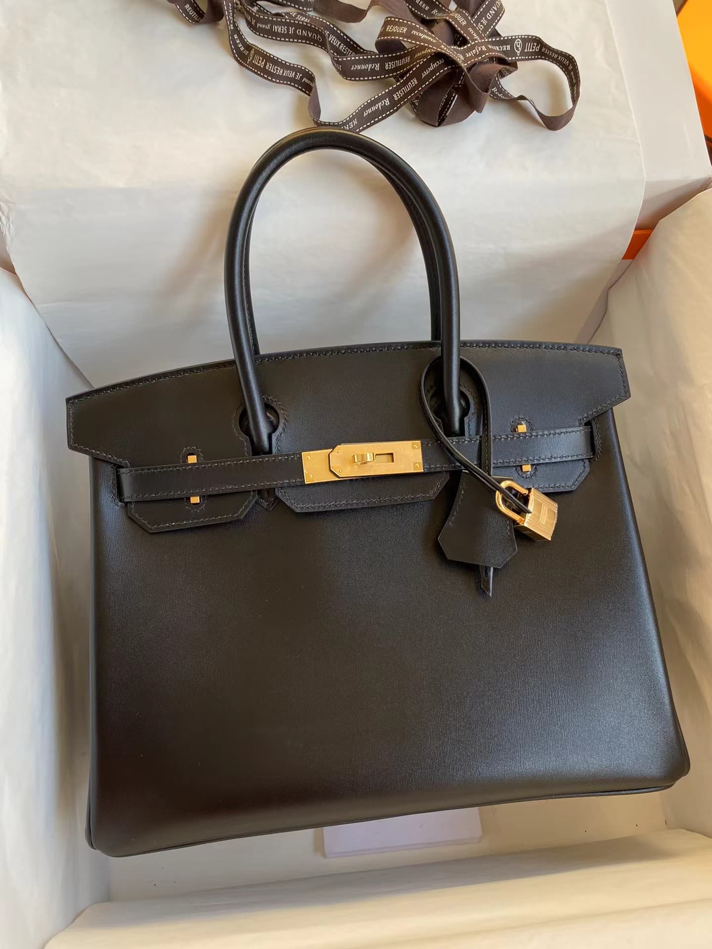 Hermes Birkin 25/30/35cm Bag Box Leather WAX High Customizing Style
