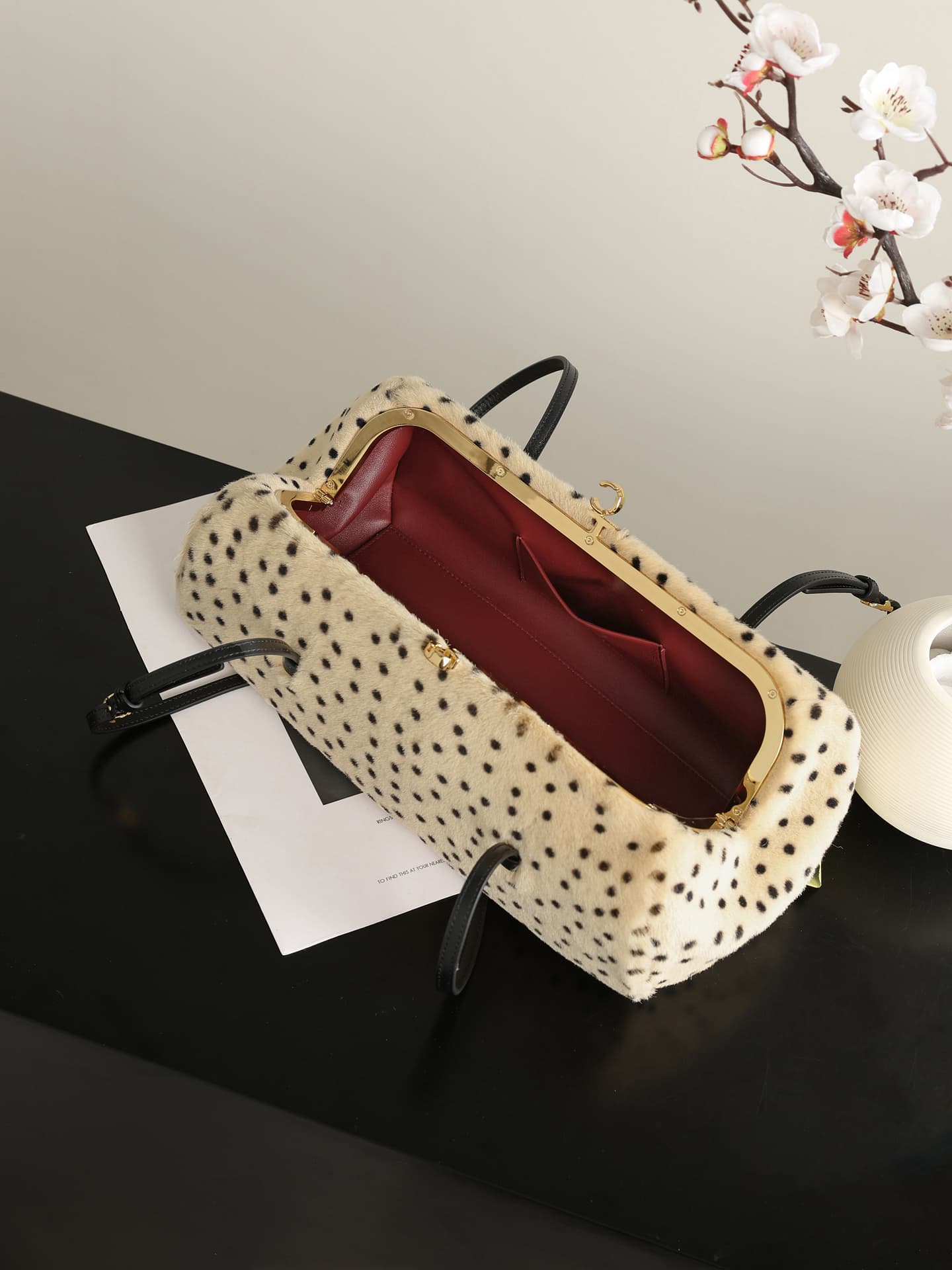 Chanel Cheetah-print Calf Hair Coco Bowling Bag & Gold-Tone Metal 6434 A