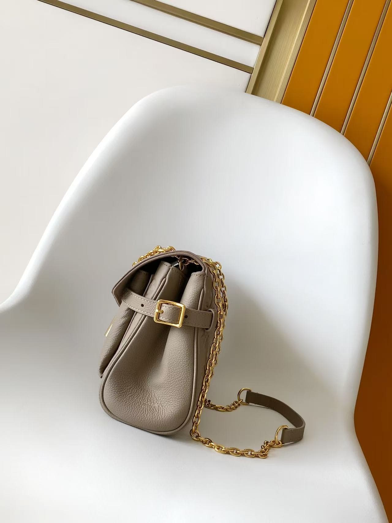 Louis Vuitton Anytime Flap Bag Tourterelle Gray Cowhide leather M14973 High