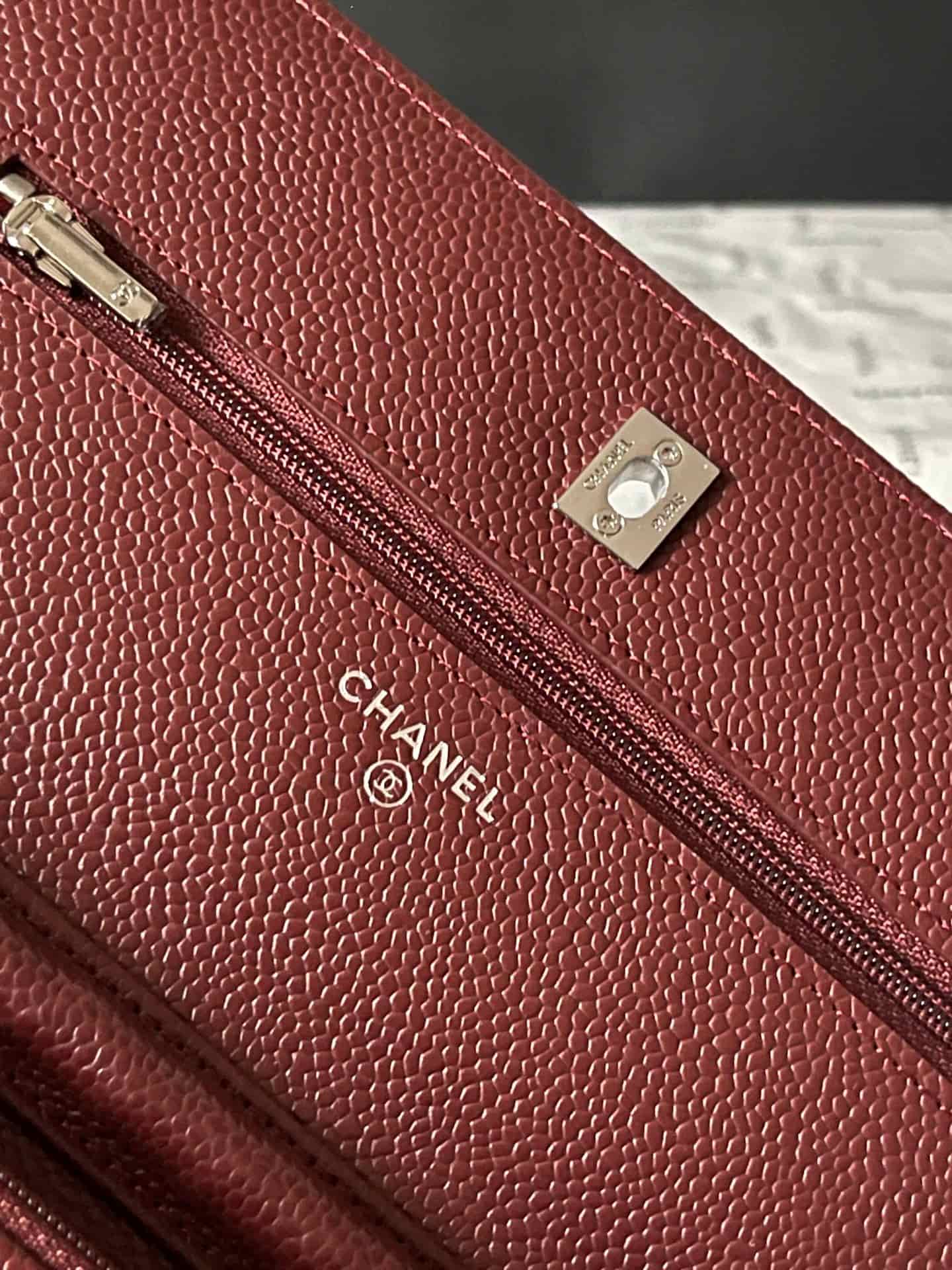 Chanel Classic Wallet on Chain Grained Shiny Calfskin & Silver-Tone Metal AP4241 Dark Brown A