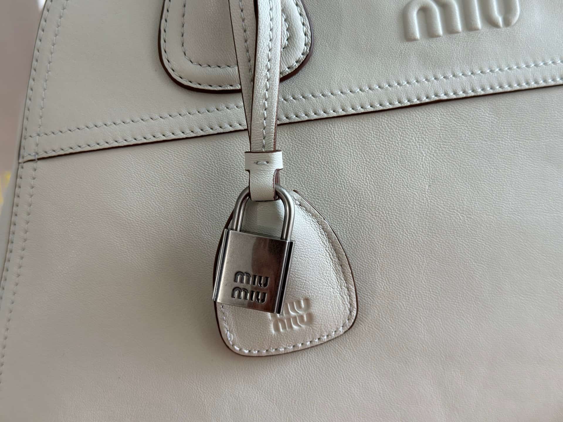 Miu Miu Vivant nappa leather bag Chalk White 5BB196 TOP