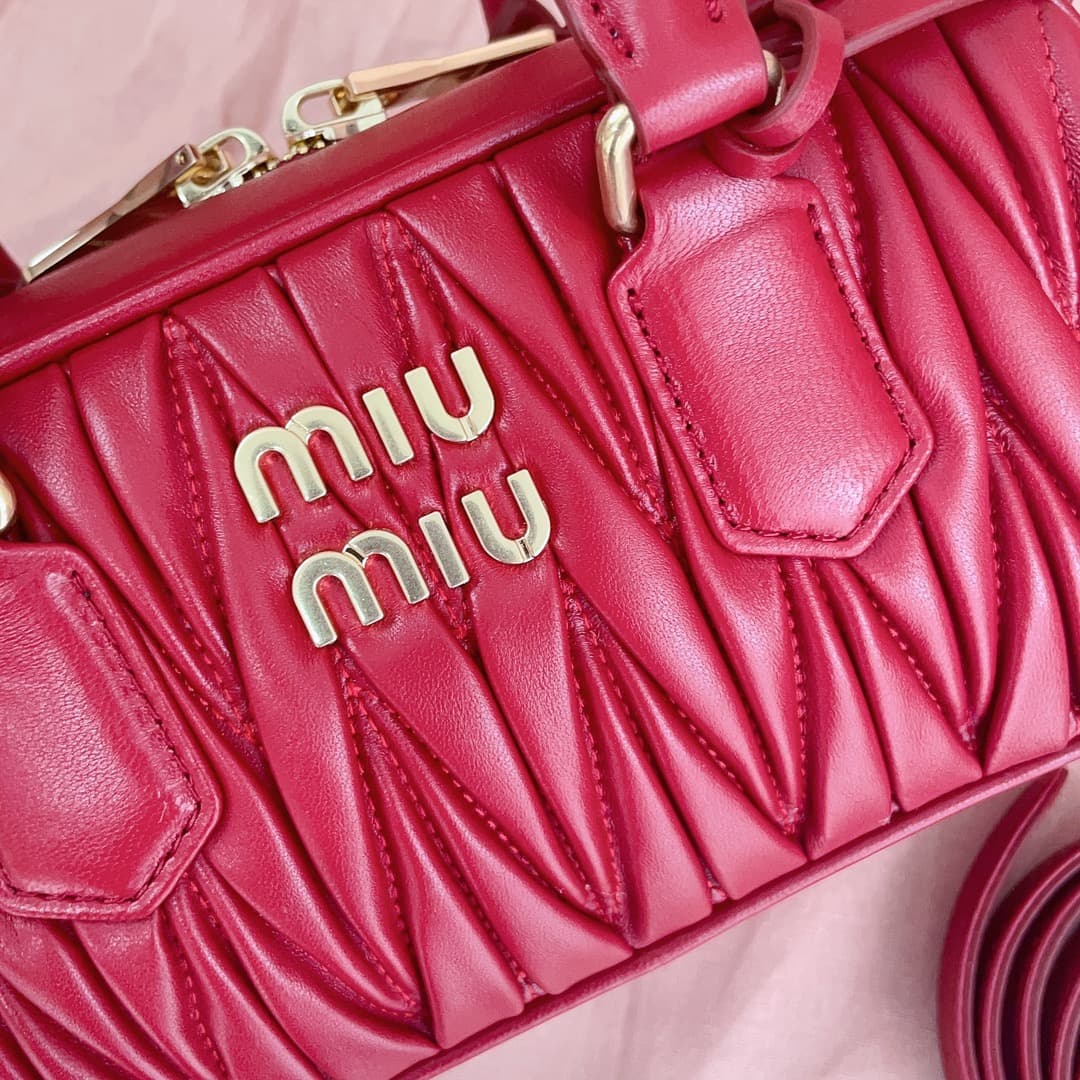 Miu Miu Arcadie matelassé nappa leather bag 5BB142 Red High
