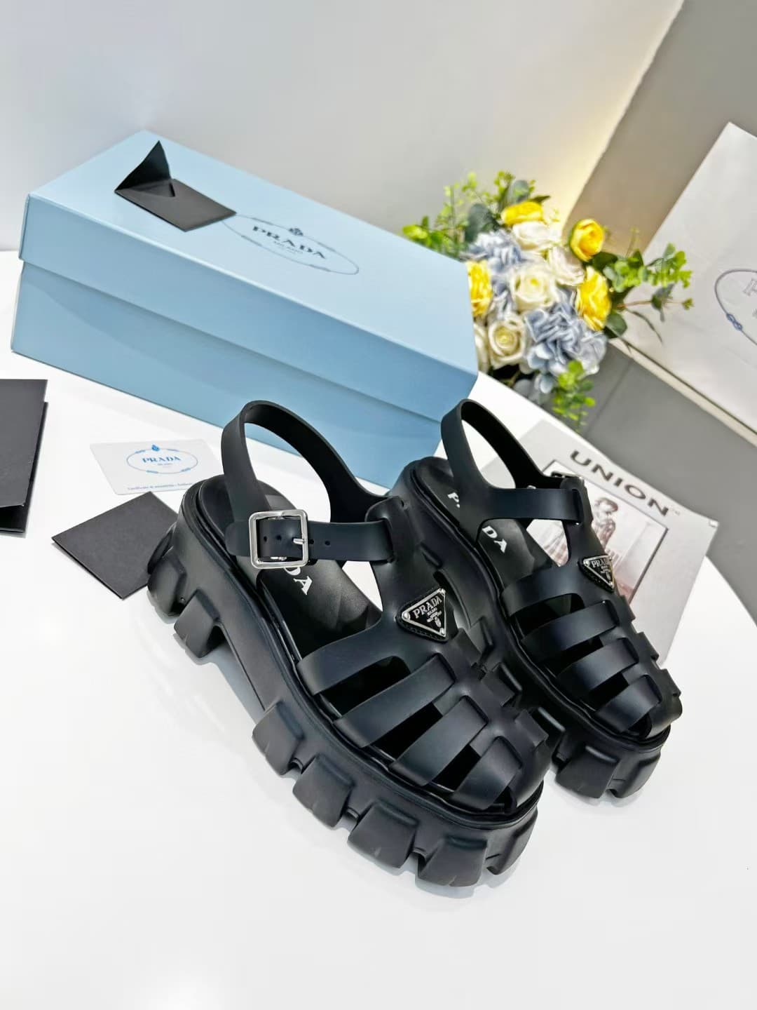 Prada Monolith Rubber Sandals