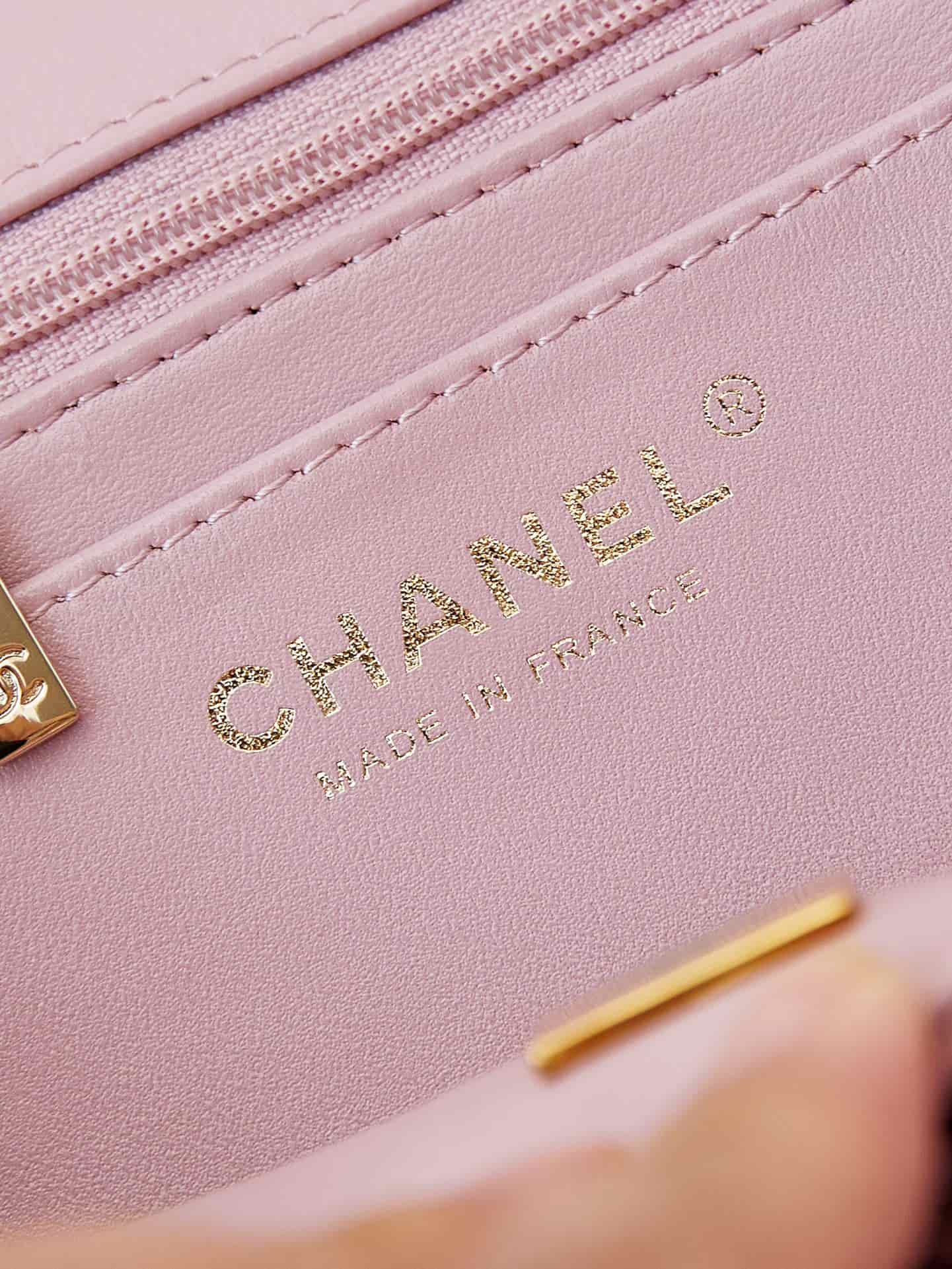 Chanel Mini Flap Bag with Top Handle Lambskin& Gold-Tone Metal White AS4924 A