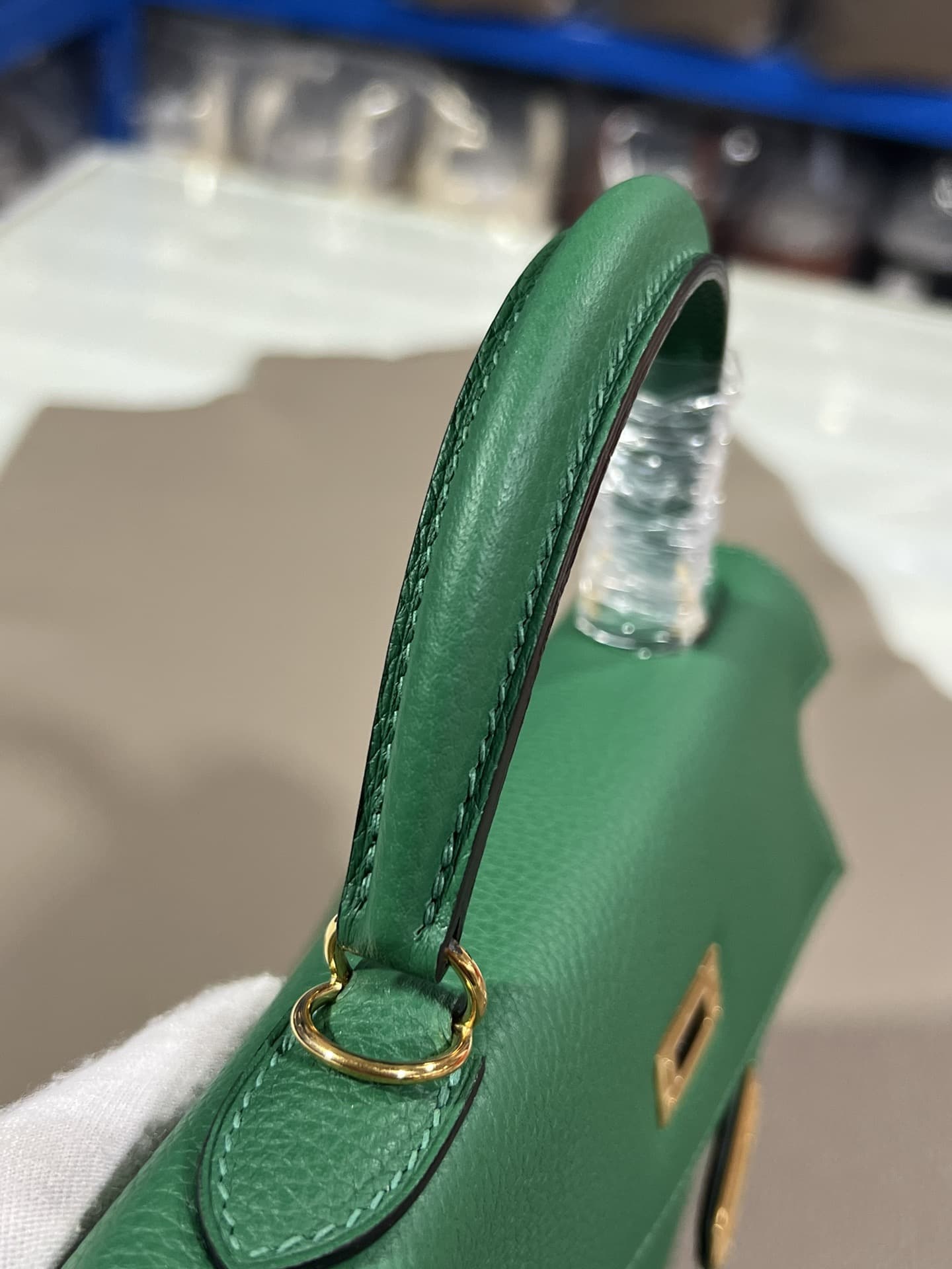 Hermes Kelly 25/28/32cm Retourne Bag Togo Leather In Malachite WAX High