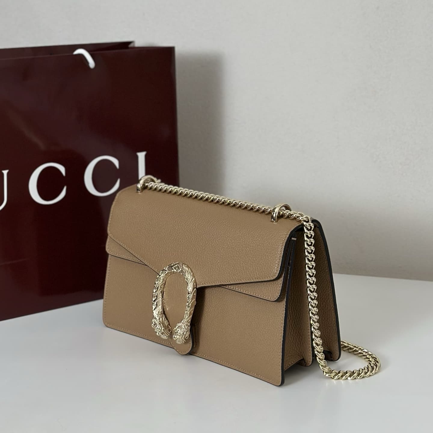 Dionysus Medium Shoulder Bag 795005 Beige Leather High