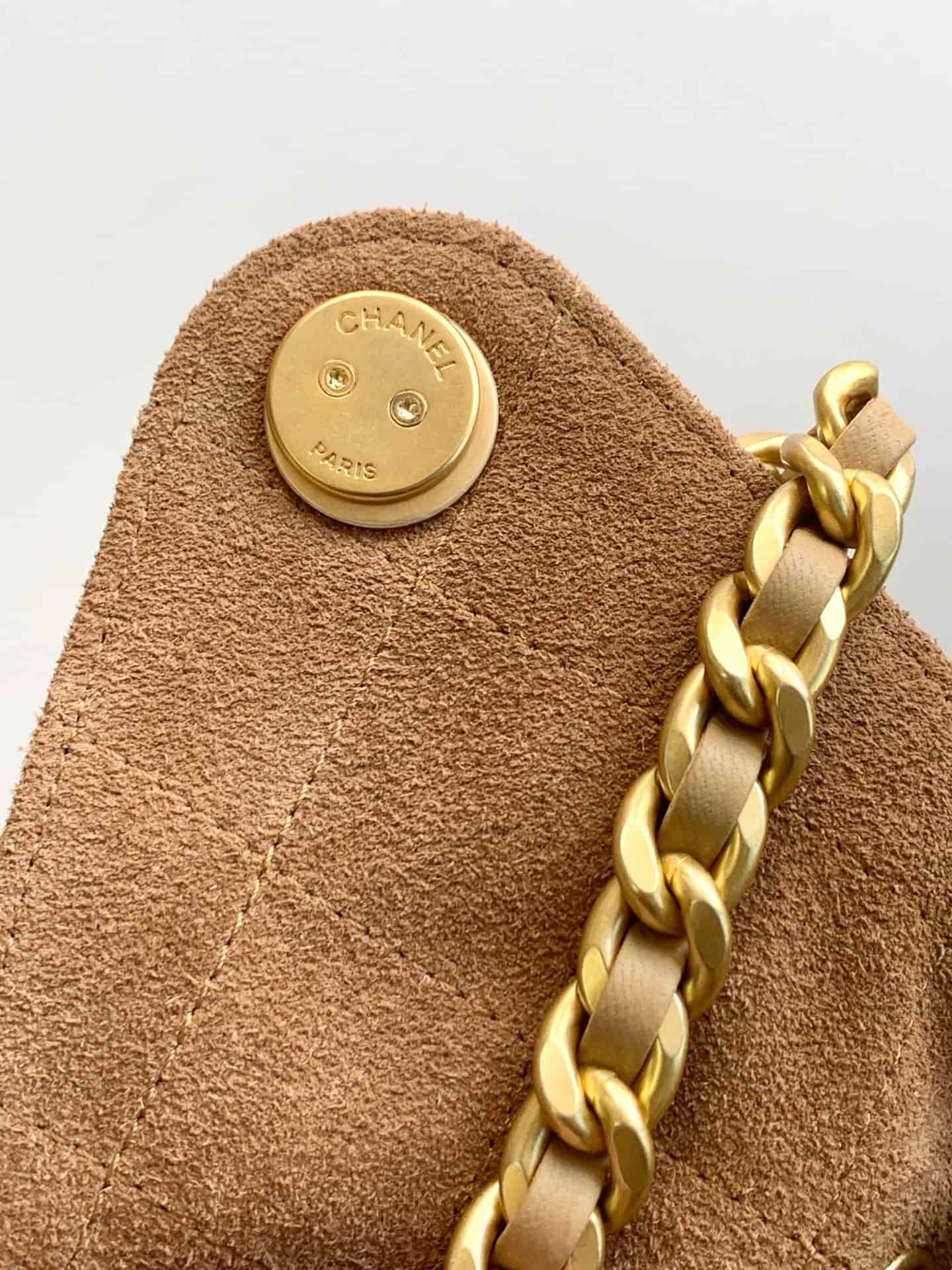 Chanel 25 Medium Hobo Medium handbag AS5311 Suede & Gold-tone Metal Brown High