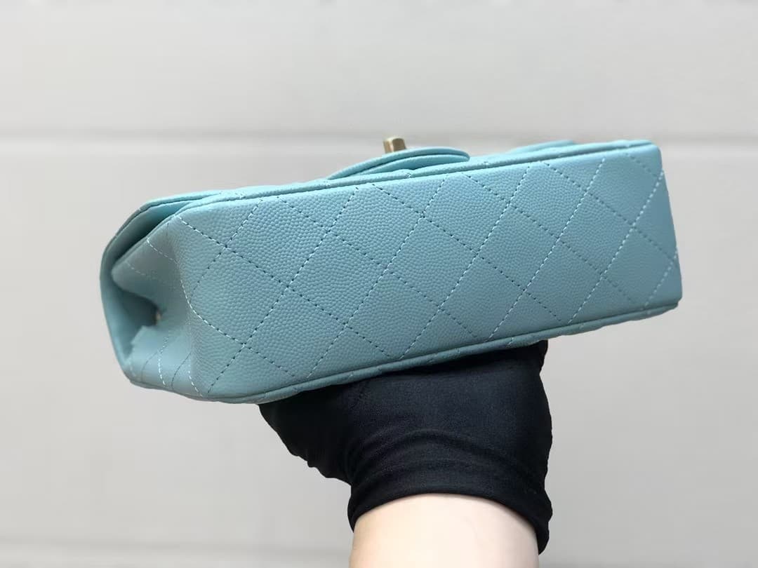 Chanel Mini CLASSIC HANDBAG Grained Calfskin Sky Blue A