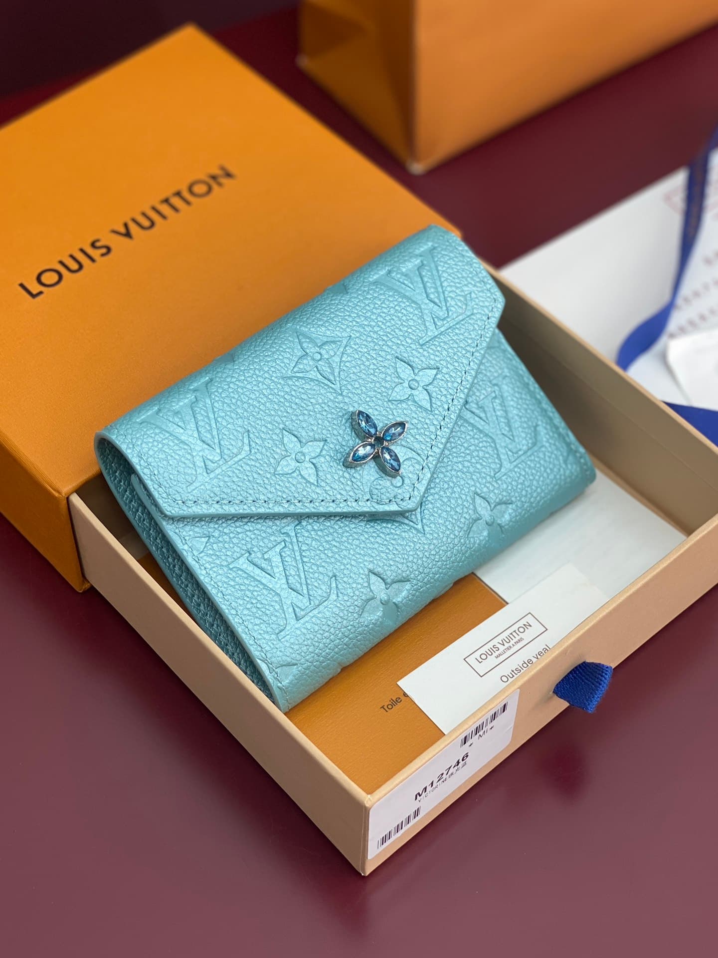 Louis Vuitton Victorine Wallet Embossed supple grained cowhide leather M12746 Azur Frost High