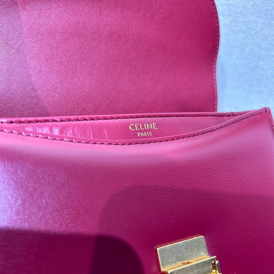 Celine Teen Besace Clea Bag in Shiny Red Calfskin Leather High