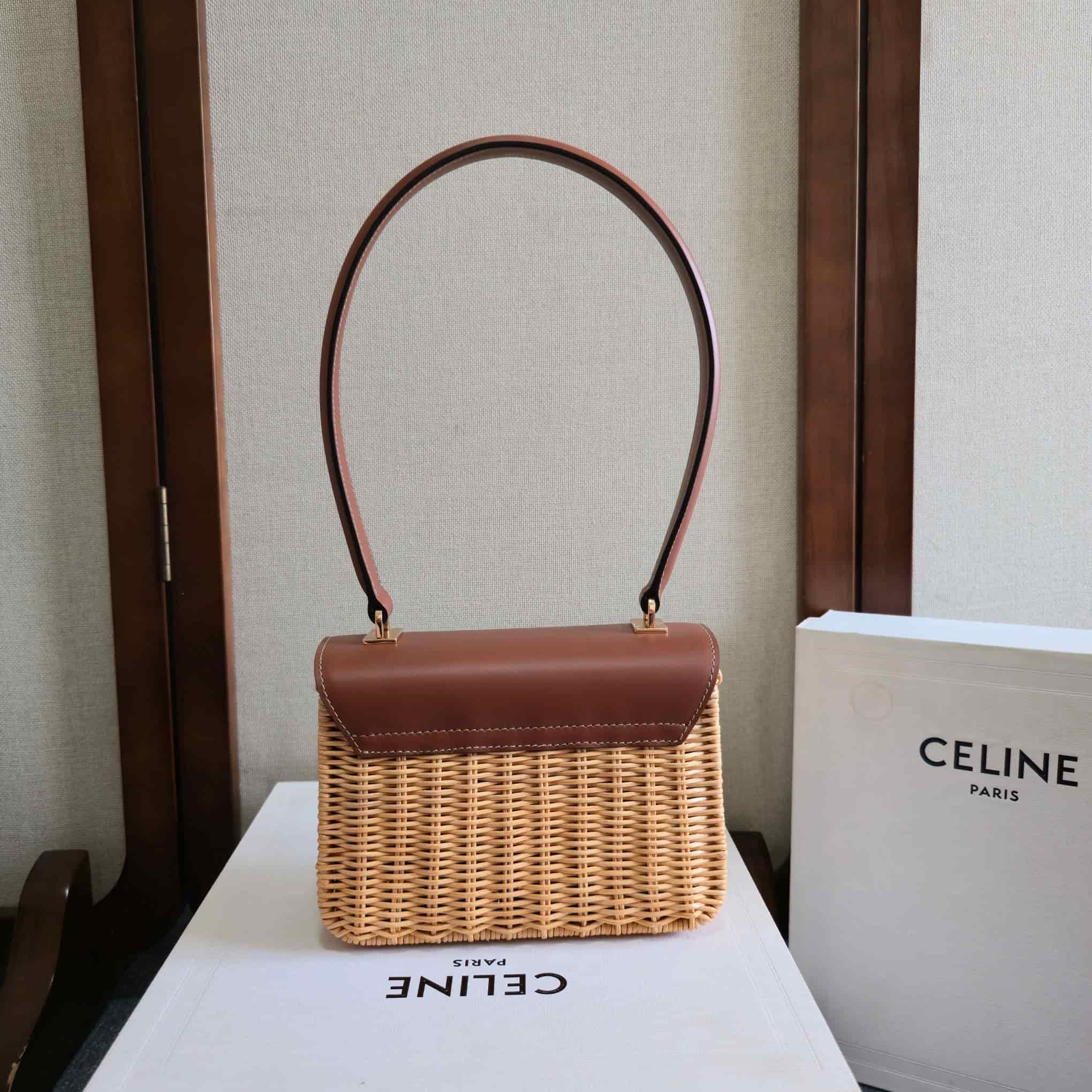 Celine Teen Garance Bag in Wicker and Natural Calfskin High