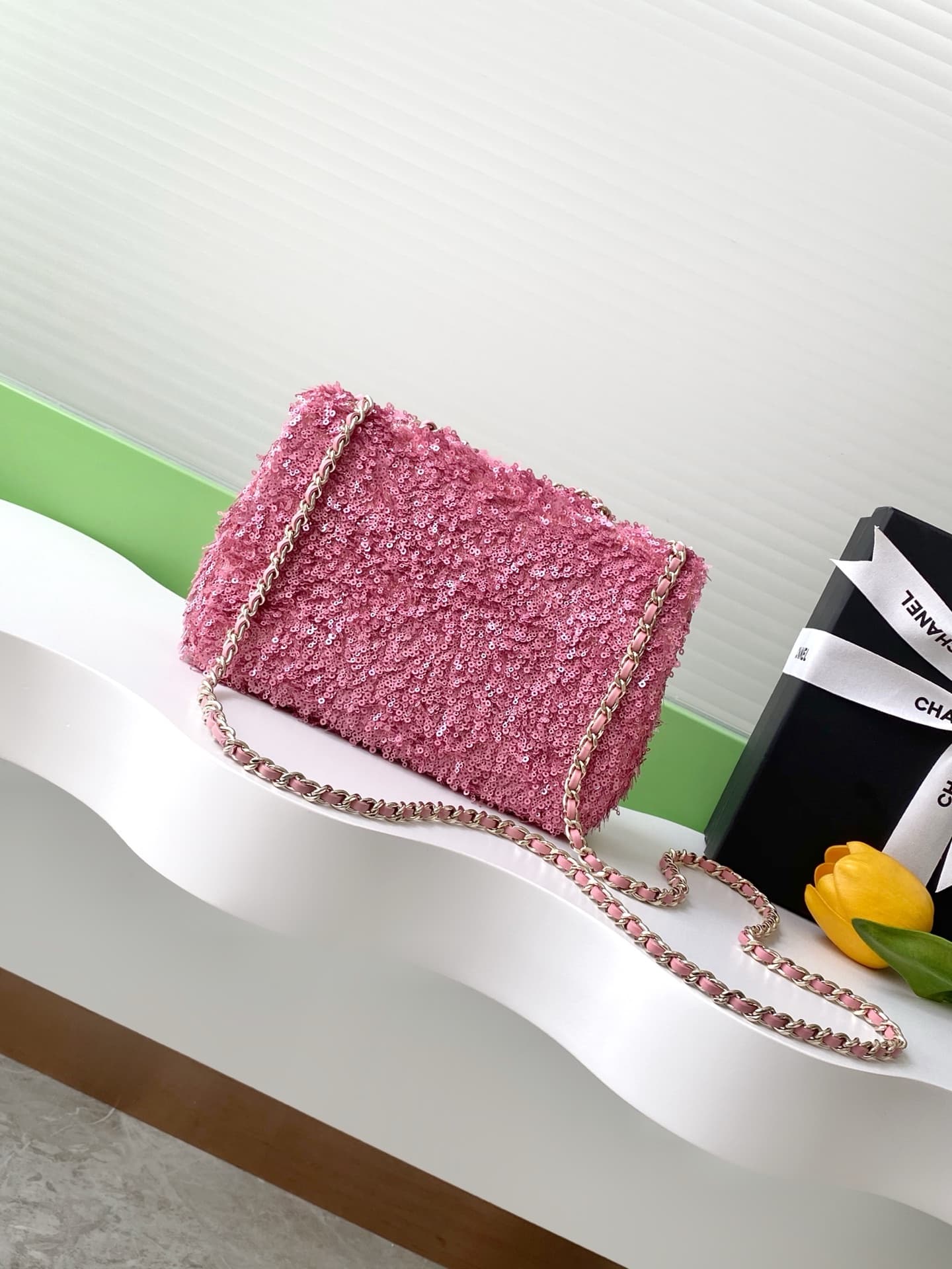 Chanel Flap Bag Sequins & Gold-Tone Metal AS4561  A