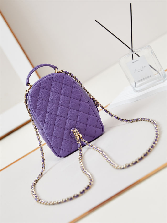 Chanel Mini Backpack Grained Calfskin Gold-Tone Metal AP3753 Purple A