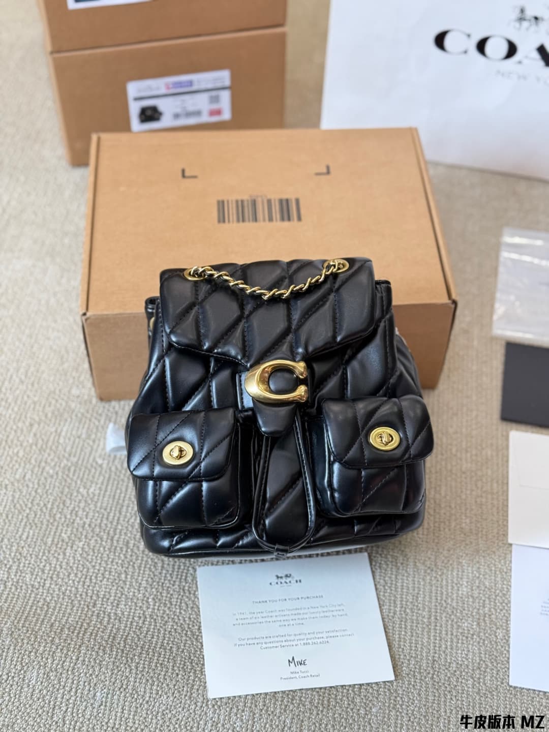 Coach Tabby Backpack With Pillow Quilting Nappa leather Black