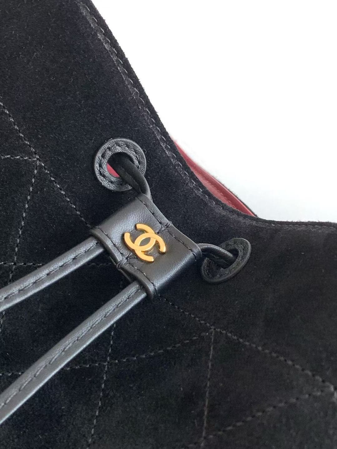 Chanel Small Bucket Bag Suede Calfskin & Gold-Tone Metal Black AS6584 A