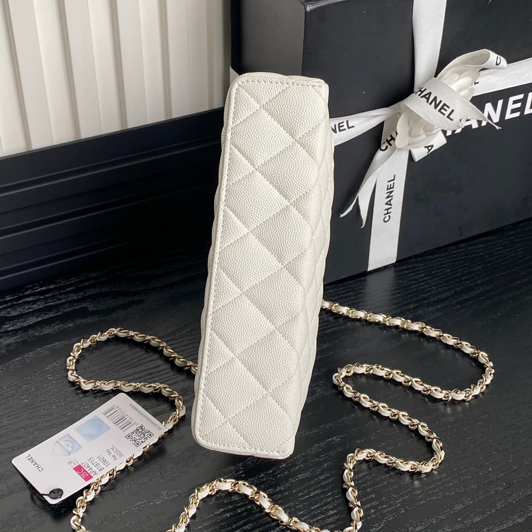 Chanel VANITY WITH CHAIN AP4407 Grained Calfskin & Gold-Tone Metal White High