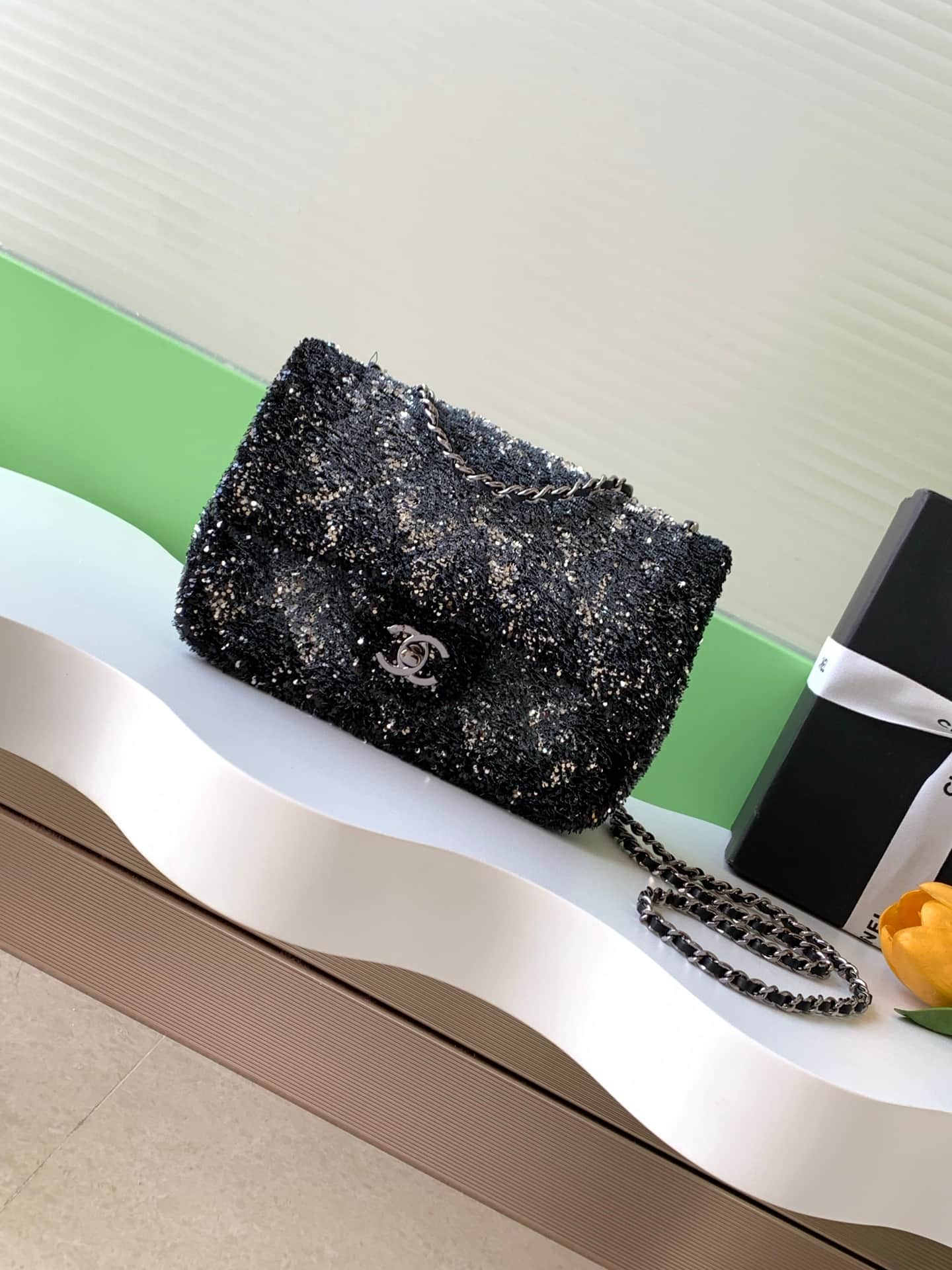 Chanel Flap Bag Sequins & Gold-Tone Metal AS4561  A