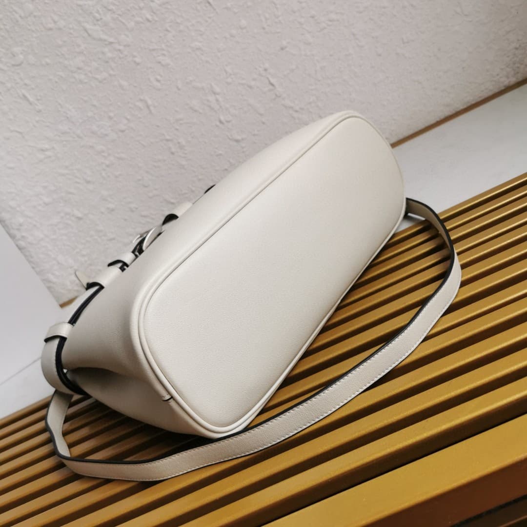 Prada Buckle small leather handbag with belt 1BA434 White/Black High