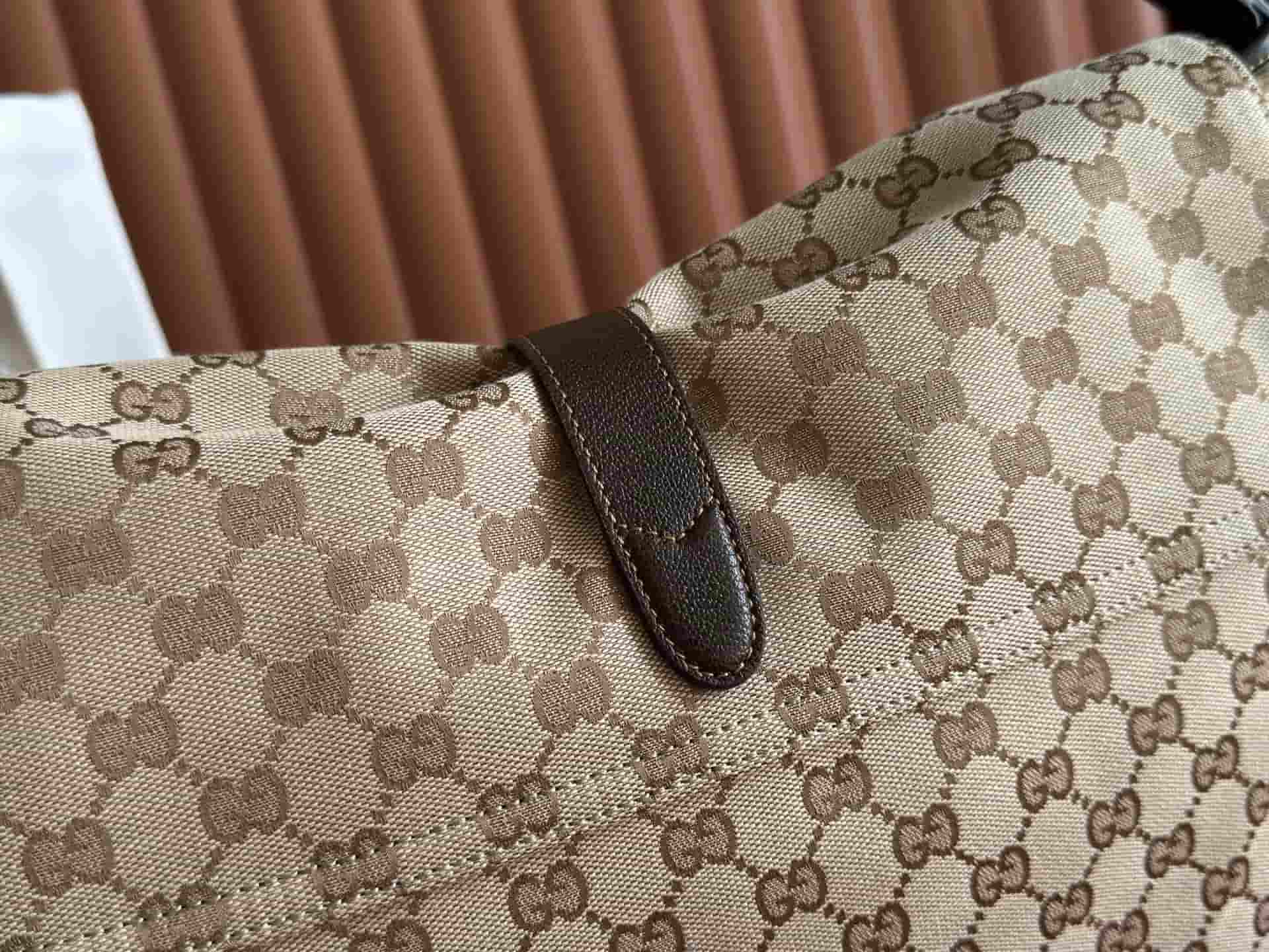 Gucci Jackie Flap large crossbody bag sand and brown GG canvas A005ZI High