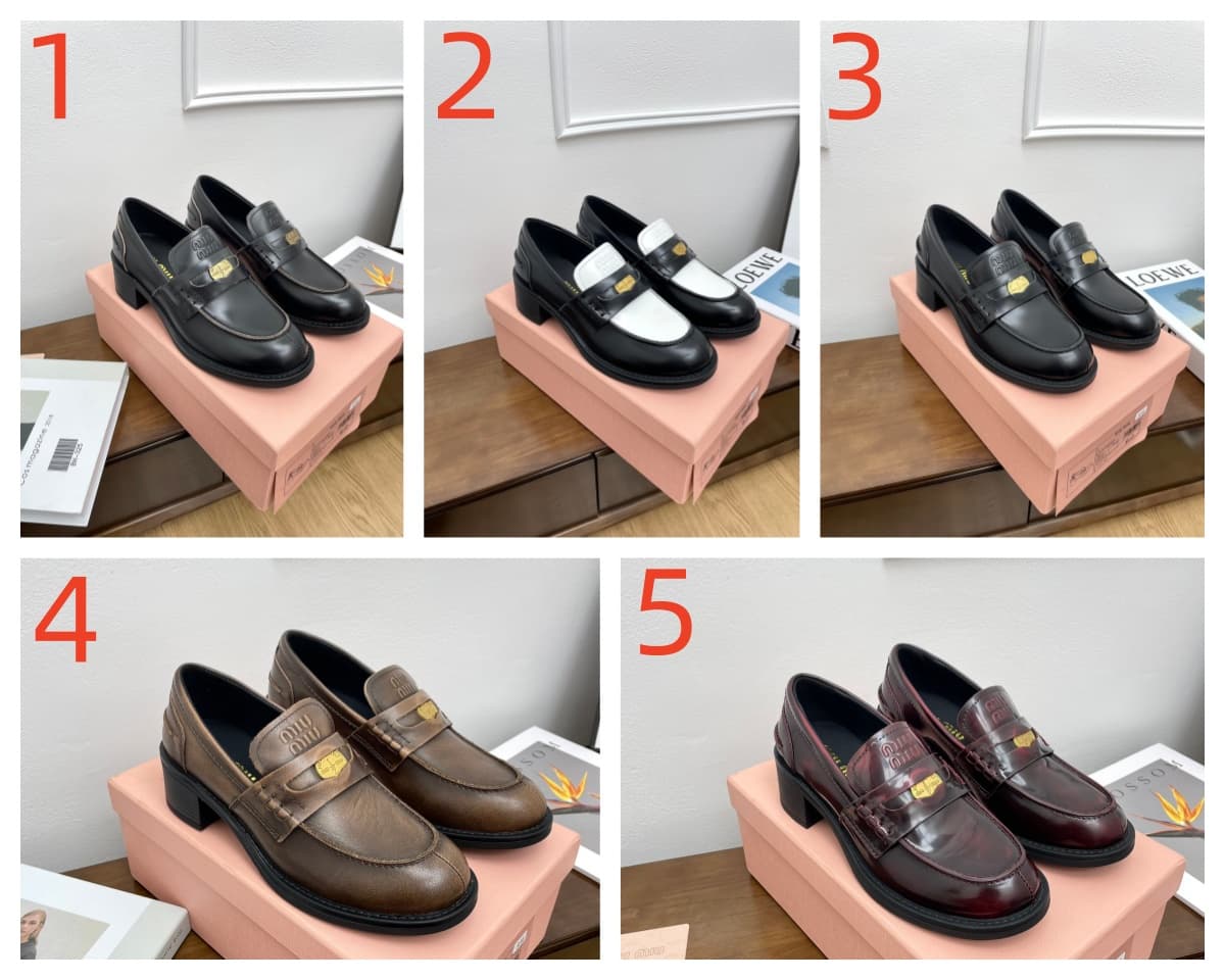 Miu Miu plaque Leather Loafer Shoes Women