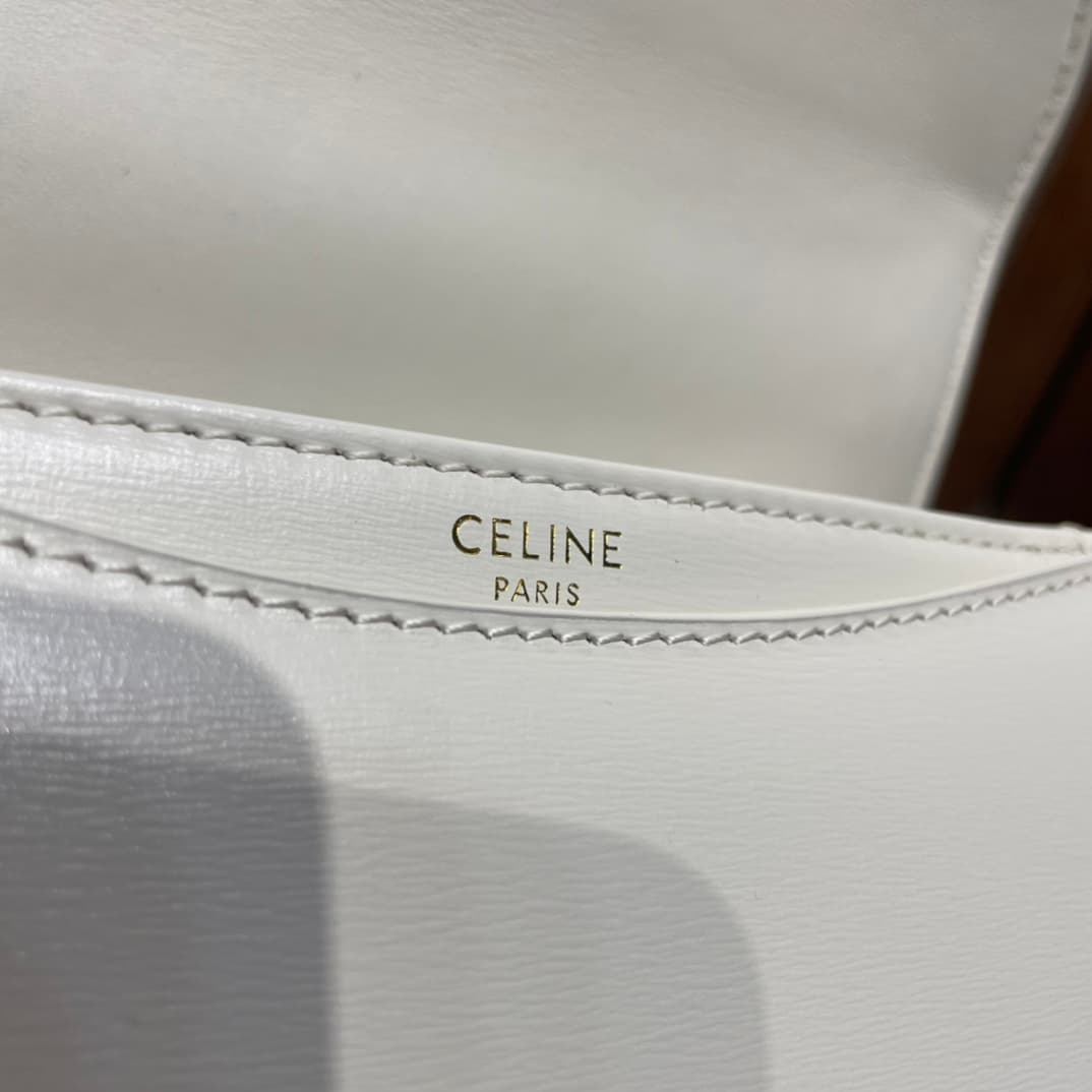 Celine Teen Besace Clea Bag in Shiny White Calfskin Leather High