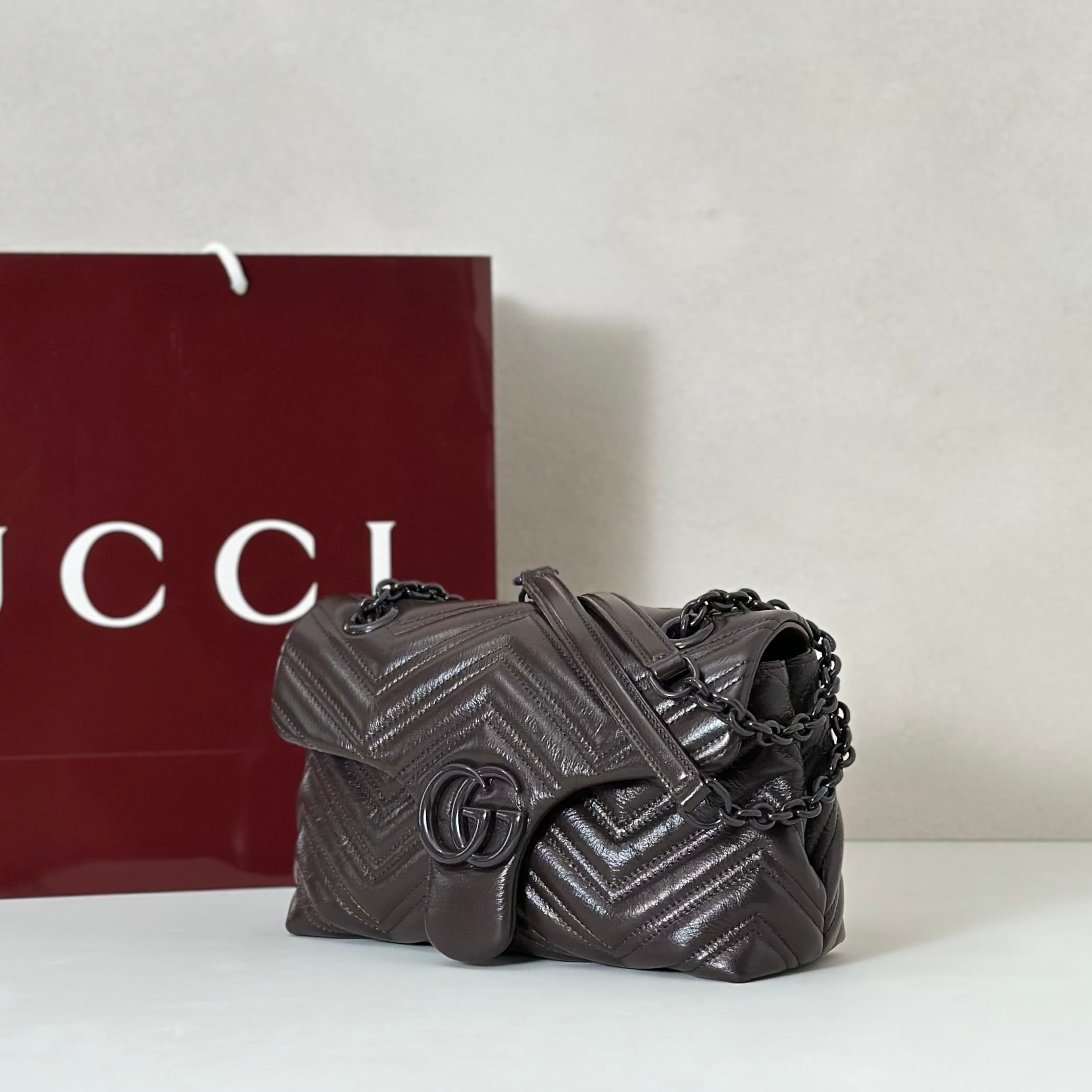 Gucci GG Marmont Small Shoulder Bag 855371 Deep Chocolate High