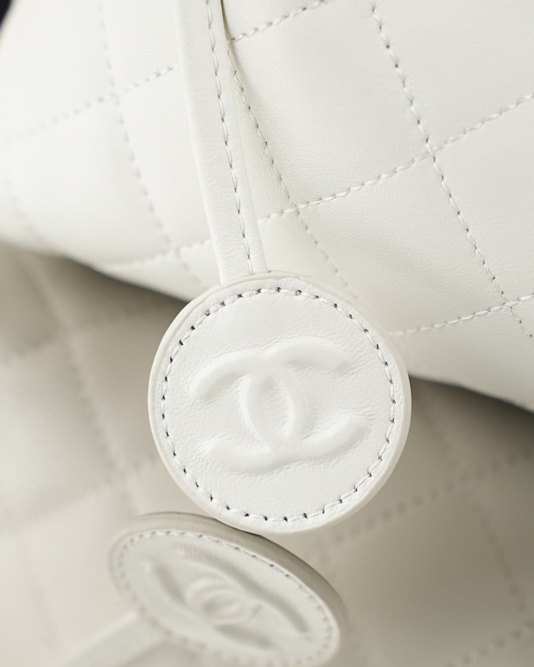 Chanel Clutch with Leather Strap Lambskin & Gold-tone Metal AP5228 White  A